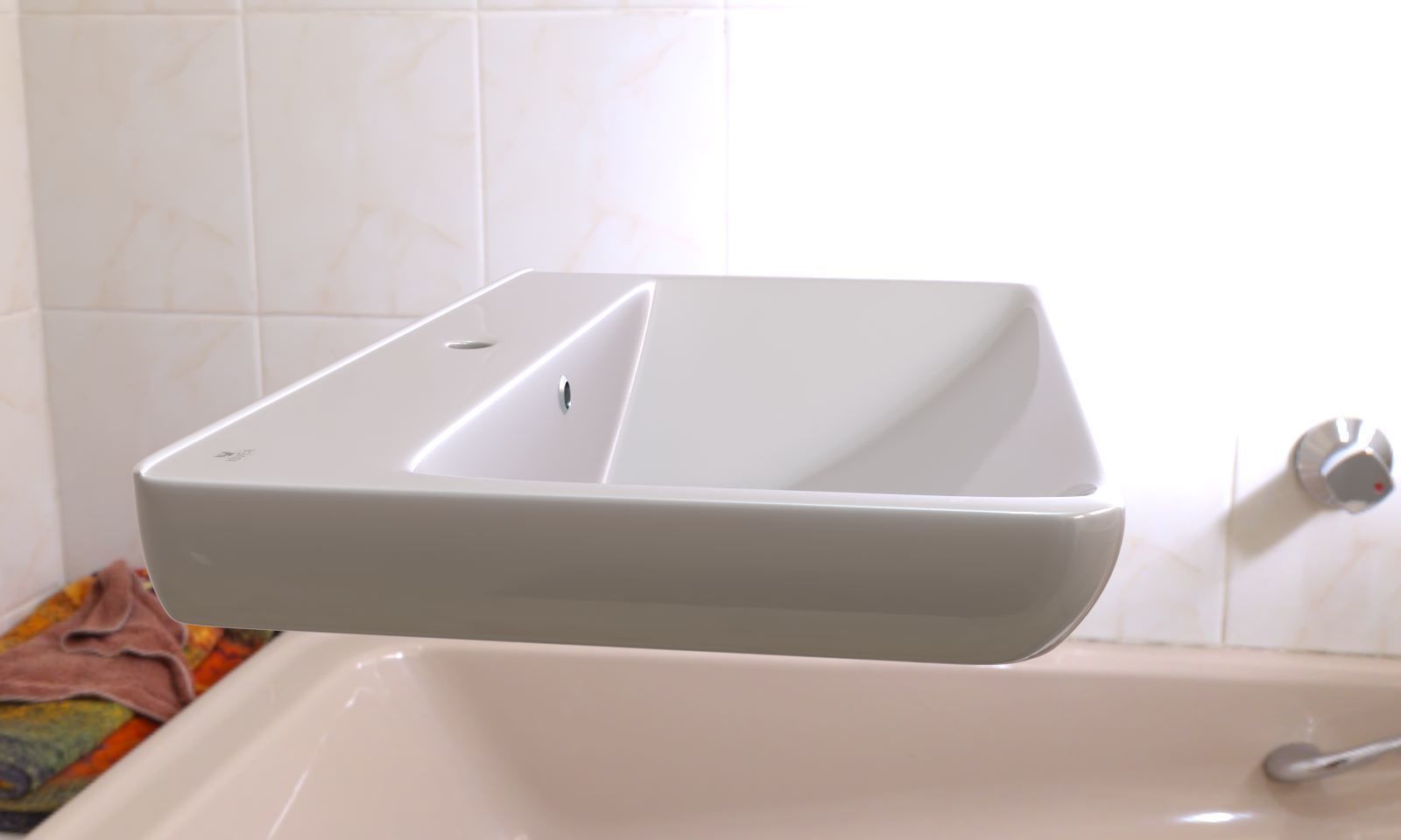 Washbasin bathroom sink on wall 3D model_1