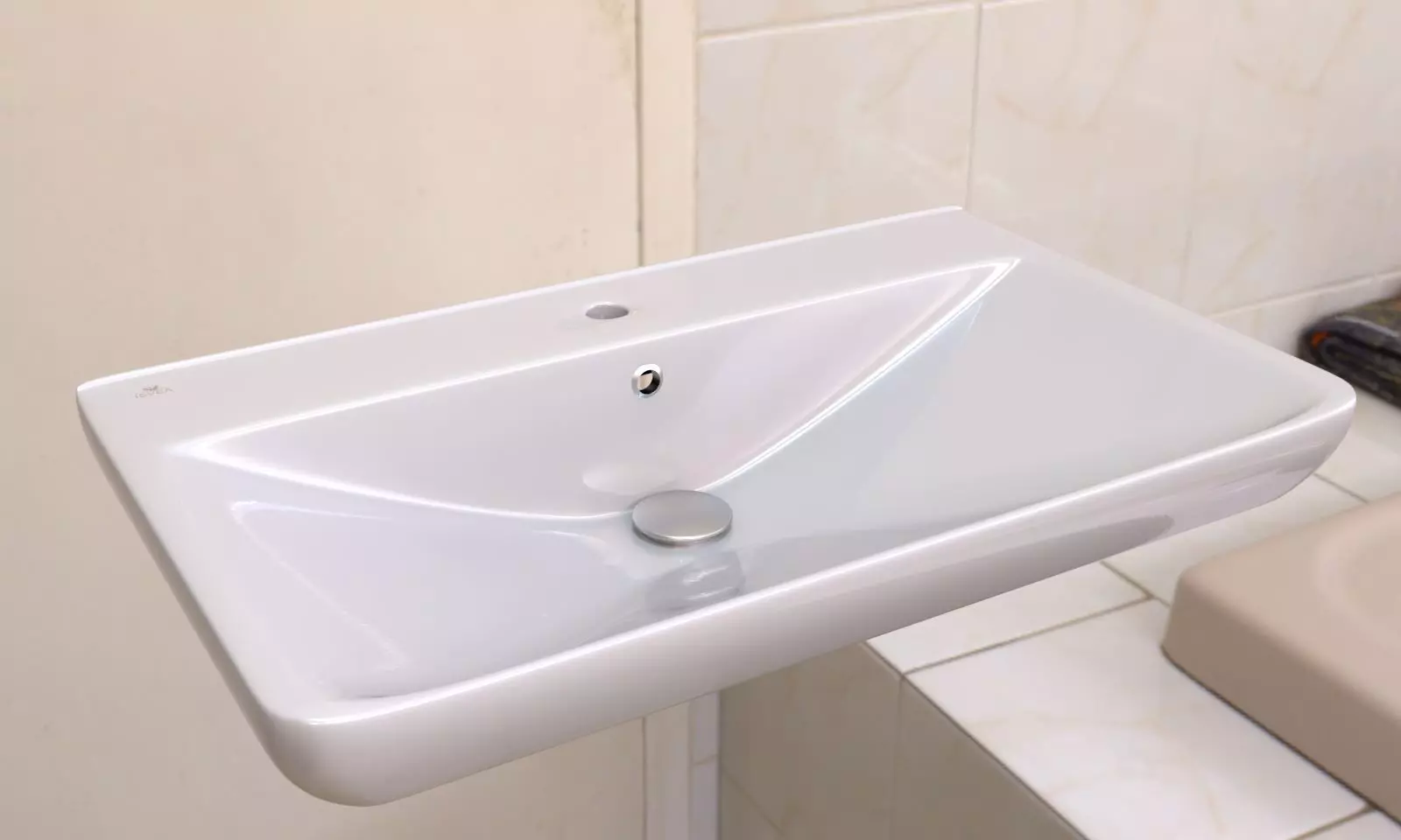 Washbasin bathroom sink on wall 3D model_0