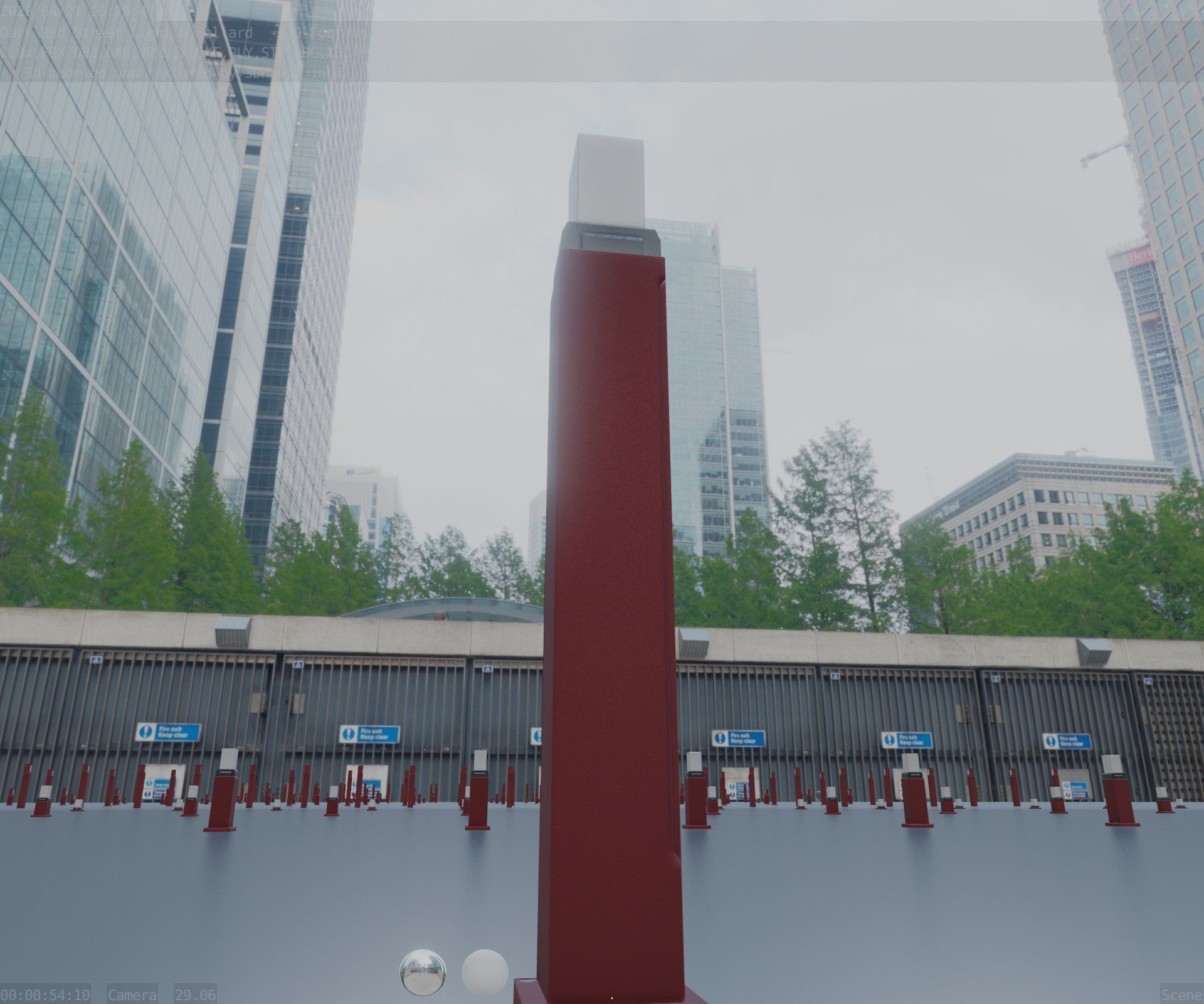 Street Light 8 Bollard 900mm Dark Red Version 3 Low-poly 3D model_26