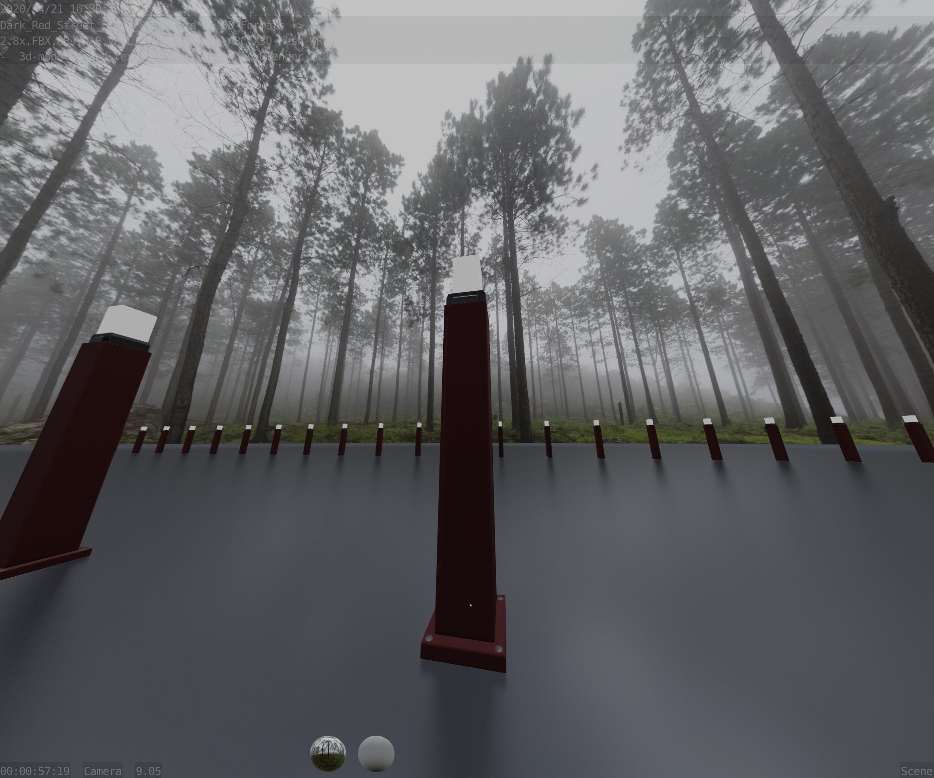 Street Light 8 Bollard 900mm Dark Red Version 3 Low-poly 3D model_86