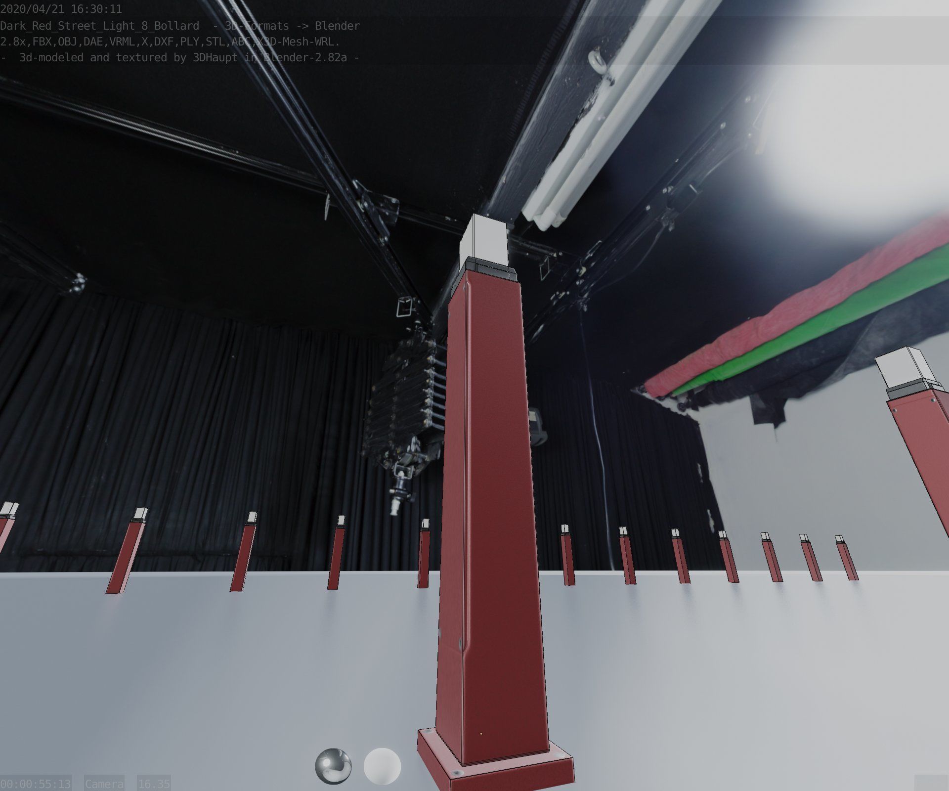 Street Light 8 Bollard 900mm Dark Red Version 3 Low-poly 3D model_52