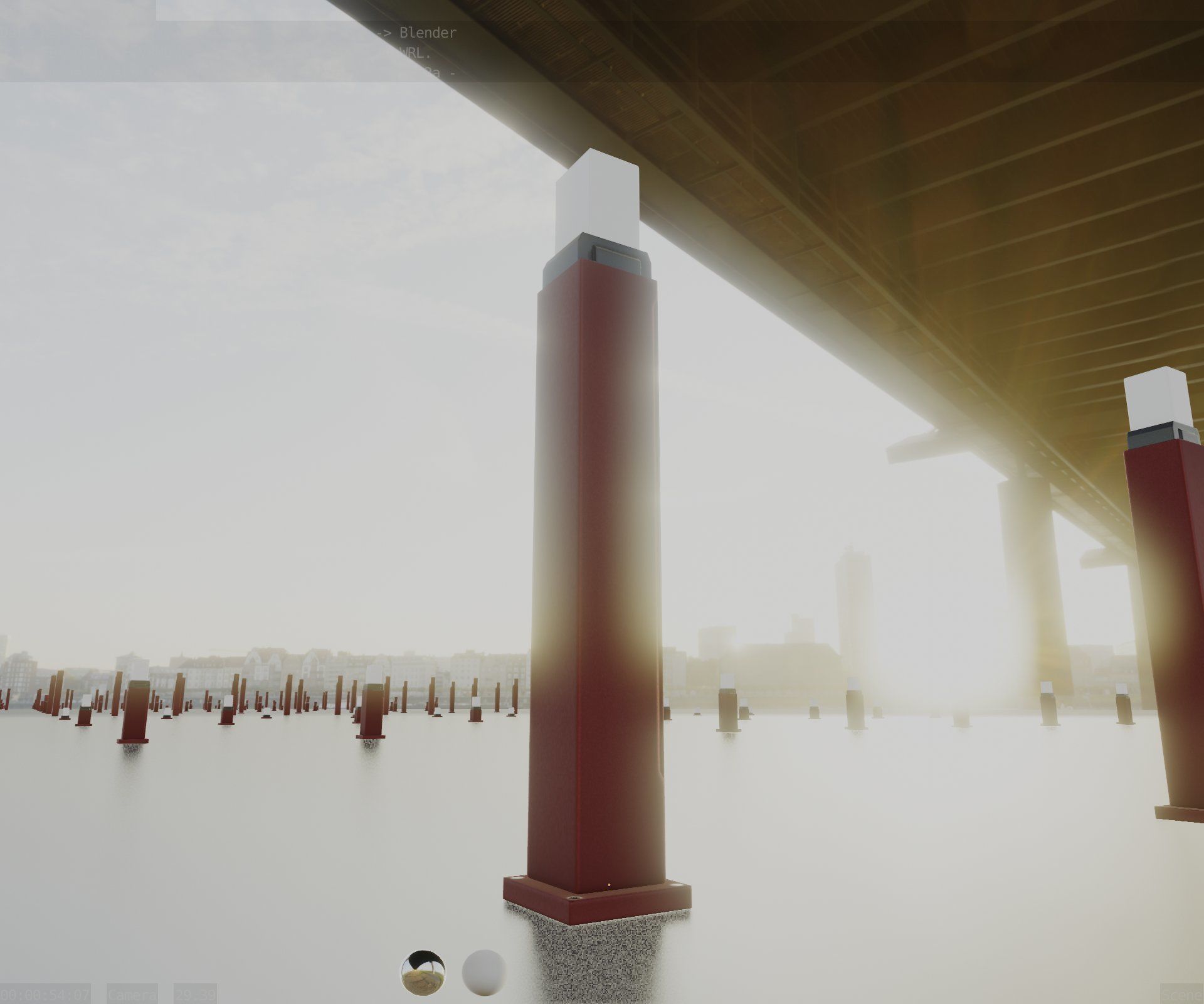 Street Light 8 Bollard 900mm Dark Red Version 3 Low-poly 3D model_23