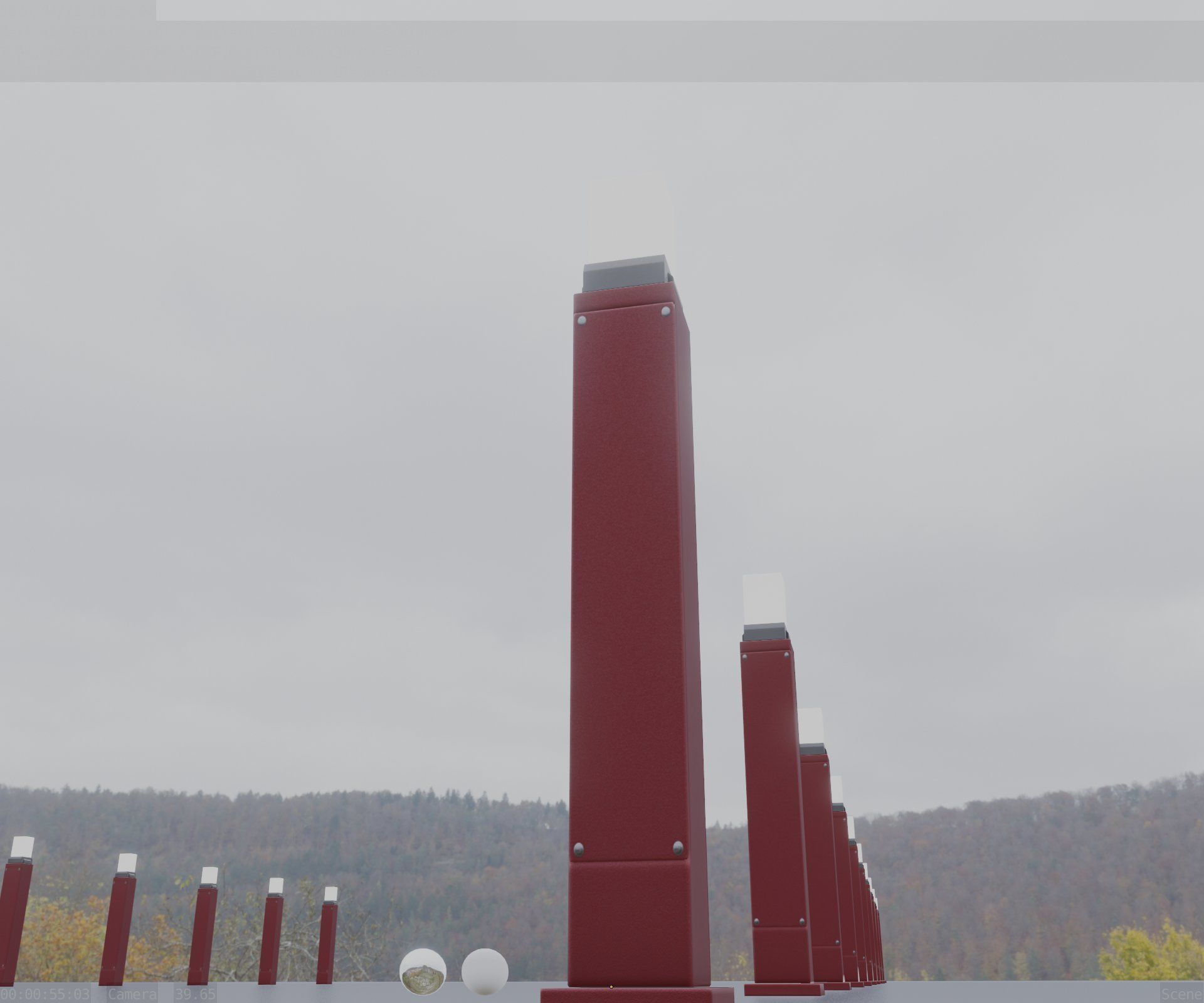 Street Light 8 Bollard 900mm Dark Red Version 3 Low-poly 3D model_42