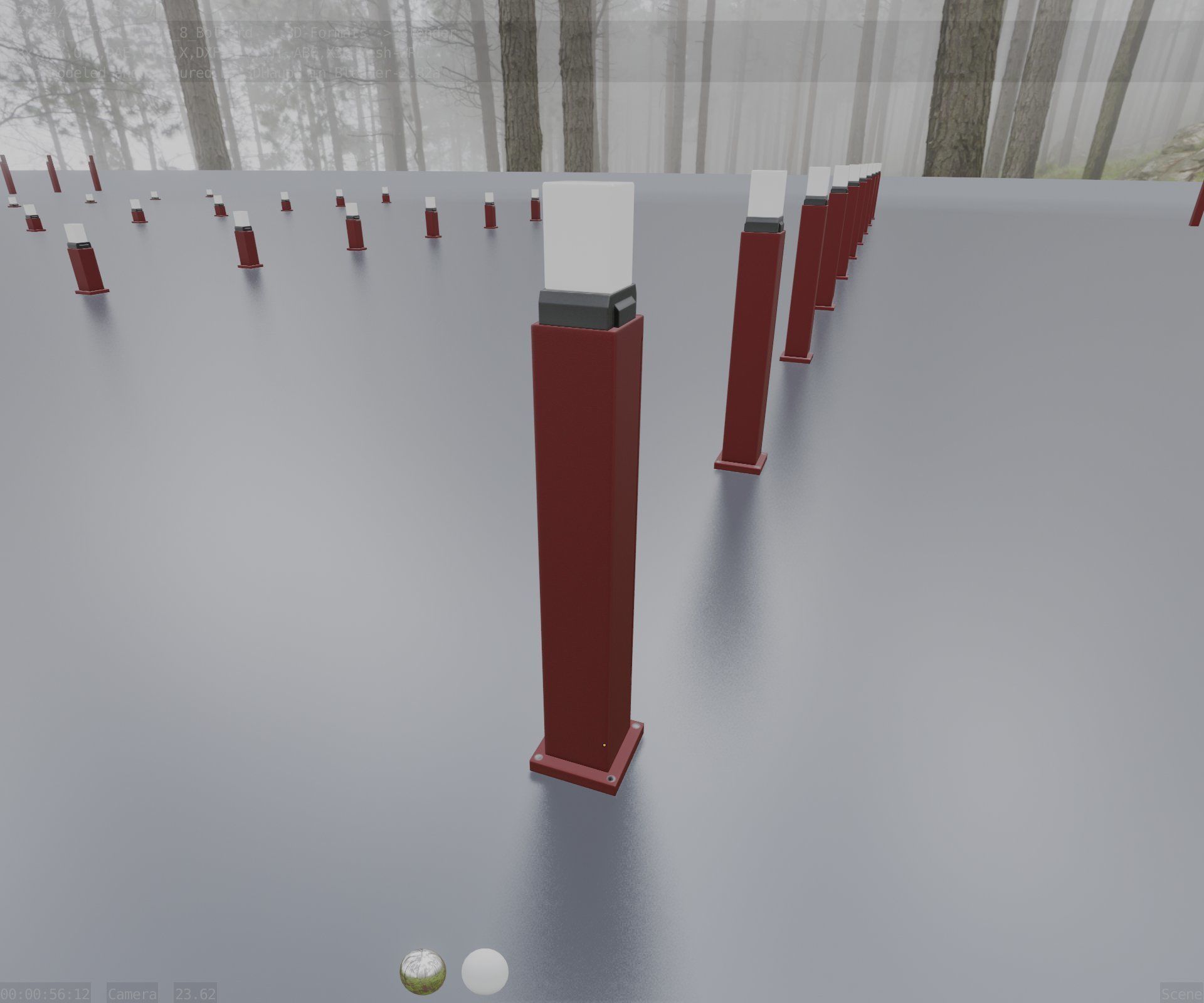 Street Light 8 Bollard 900mm Dark Red Version 3 Low-poly 3D model_10