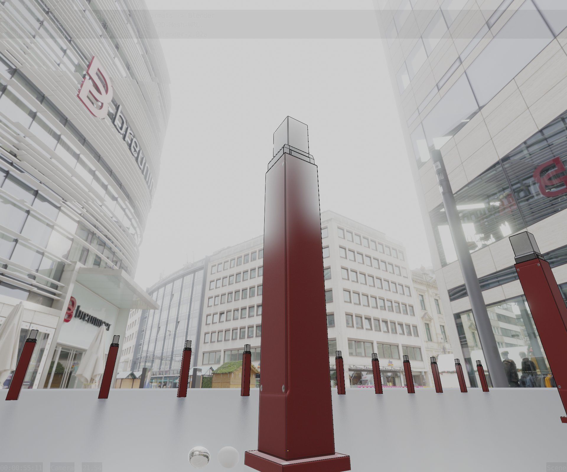 Street Light 8 Bollard 900mm Dark Red Version 3 Low-poly 3D model_50