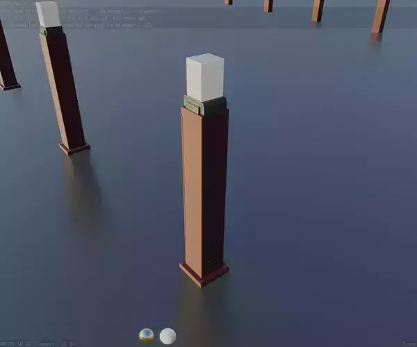 Street Light 8 Bollard 900mm Dark Red Version 3 Low-poly 3D model