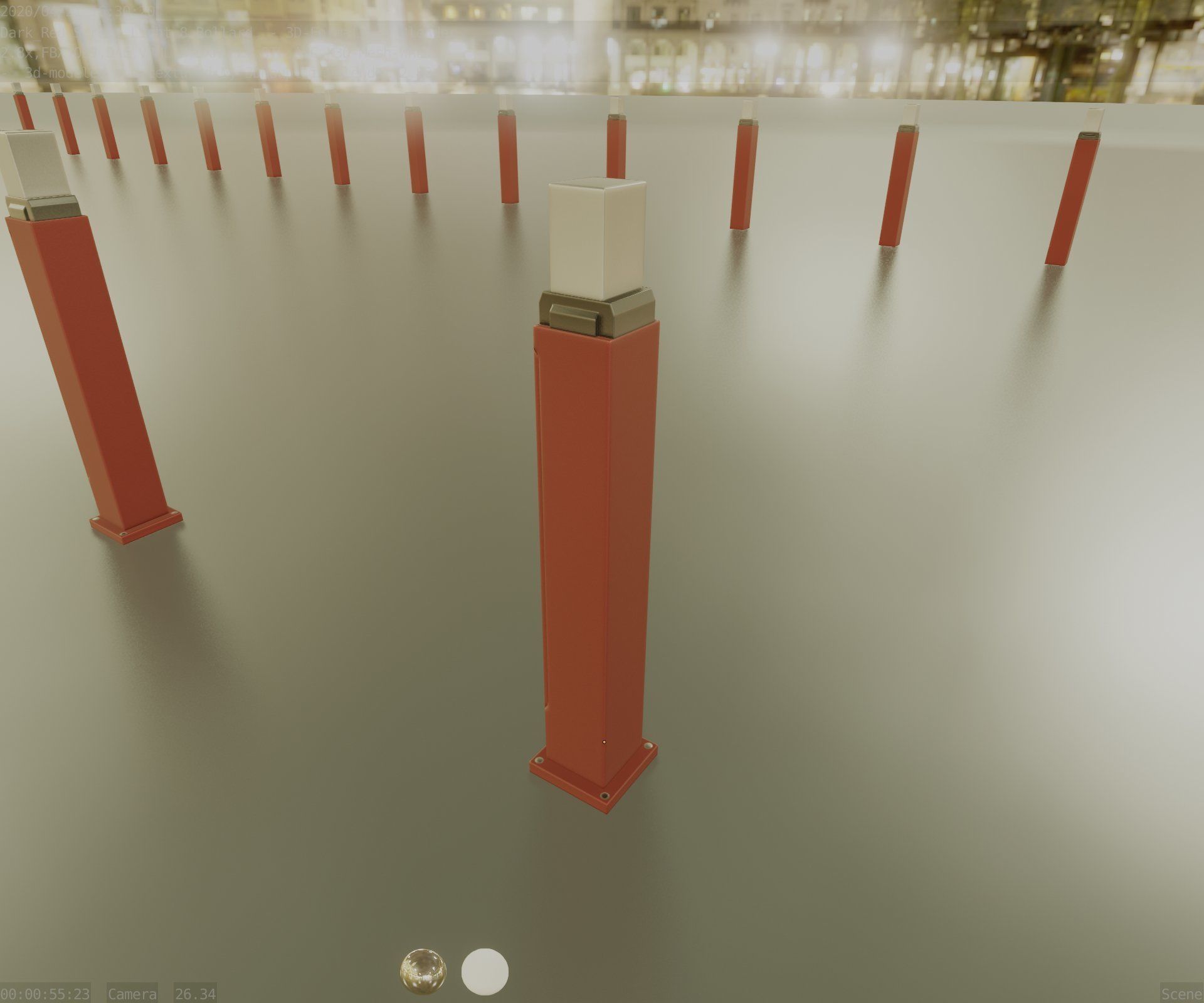 Street Light 8 Bollard 900mm Dark Red Version 3 Low-poly 3D model_62