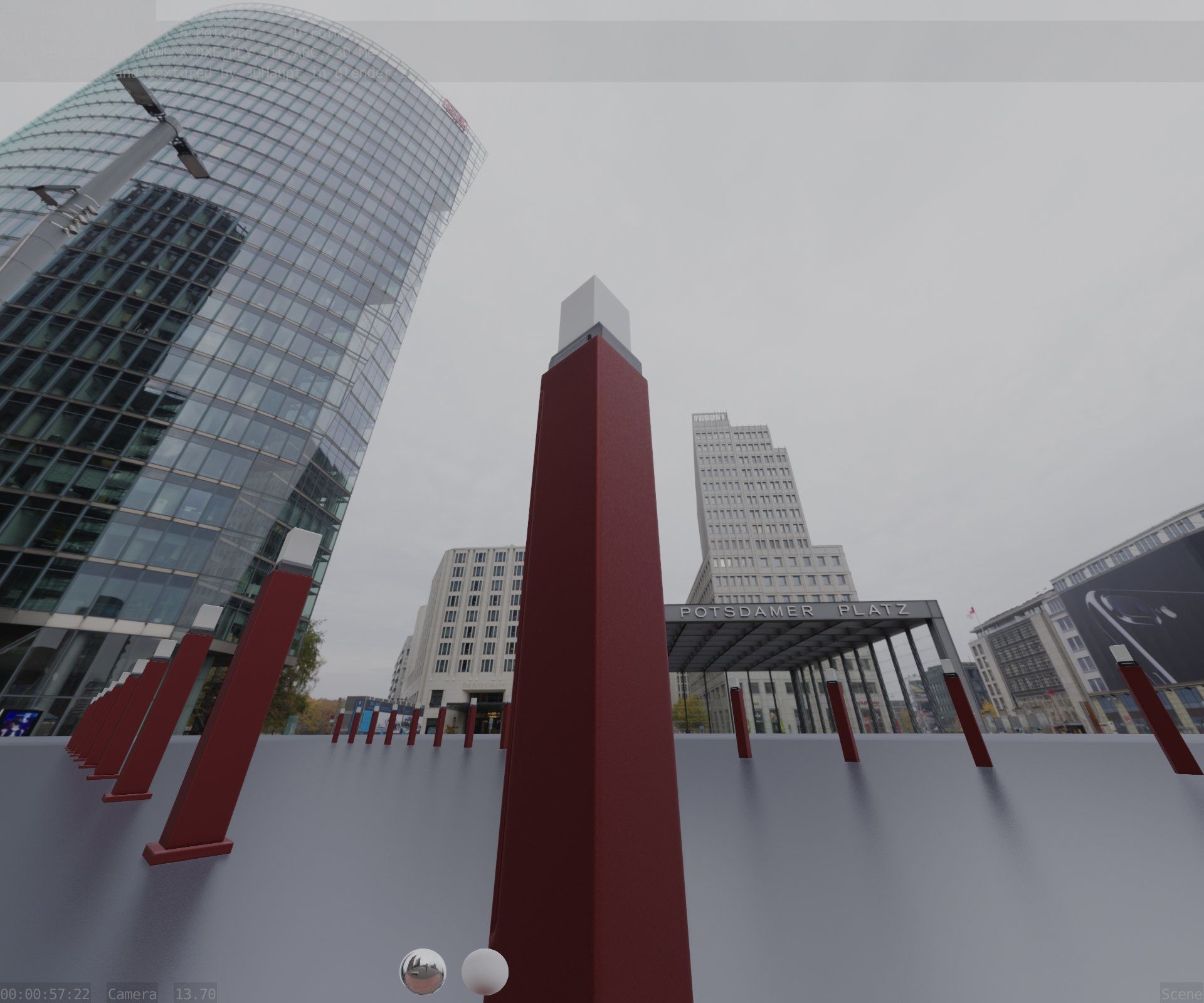 Street Light 8 Bollard 900mm Dark Red Version 3 Low-poly 3D model_89