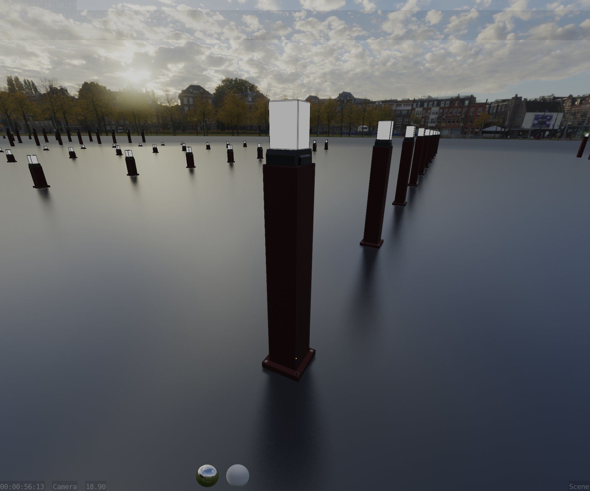 Street Light 8 Bollard 900mm Dark Red Version 3 Low-poly 3D model_11