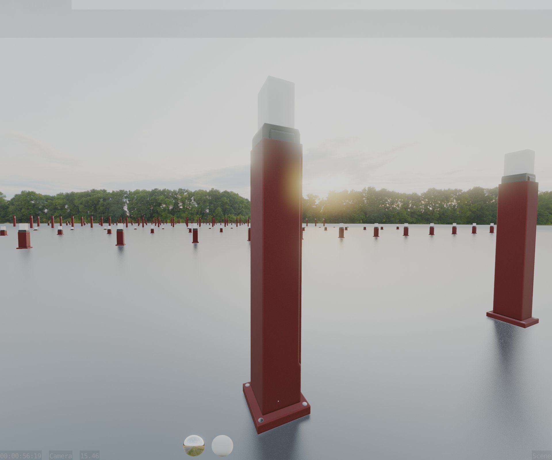 Street Light 8 Bollard 900mm Dark Red Version 3 Low-poly 3D model_17