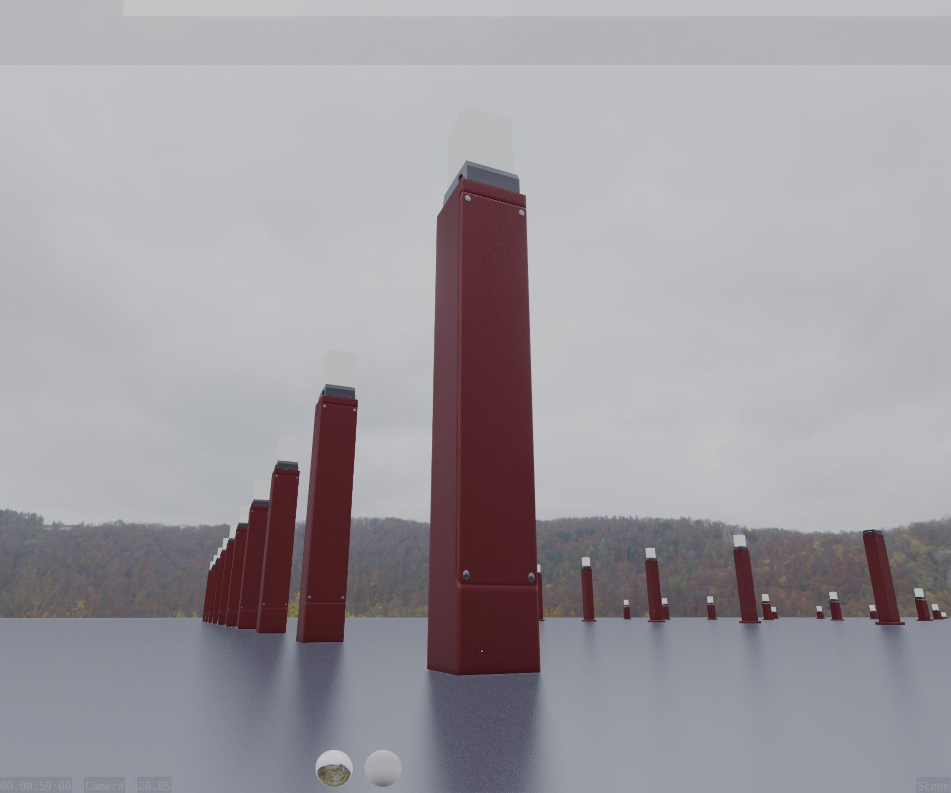 Street Light 8 Bollard 900mm Dark Red Version 6  Low-poly 3D model_5