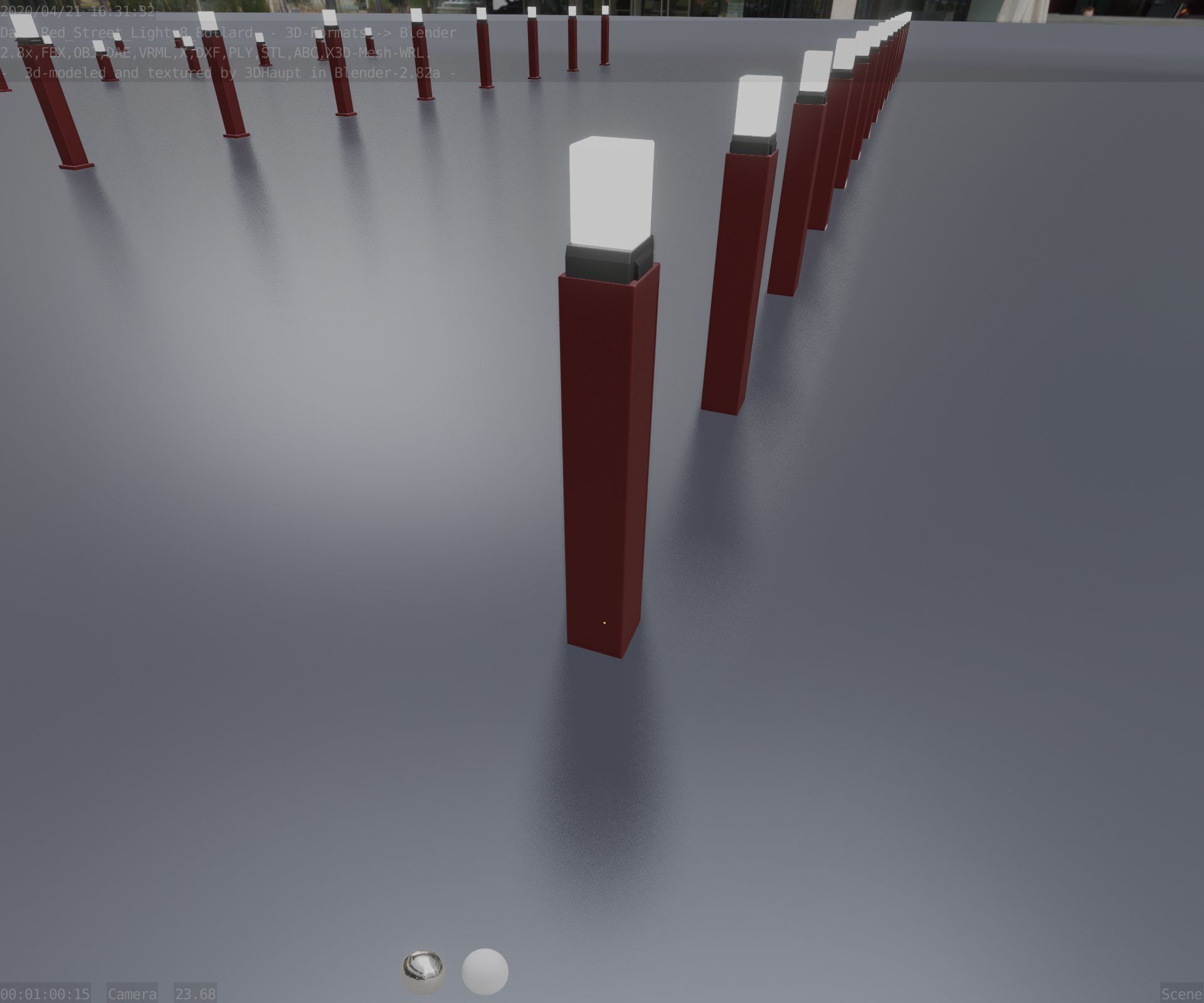Street Light 8 Bollard 900mm Dark Red Version 6  Low-poly 3D model_54