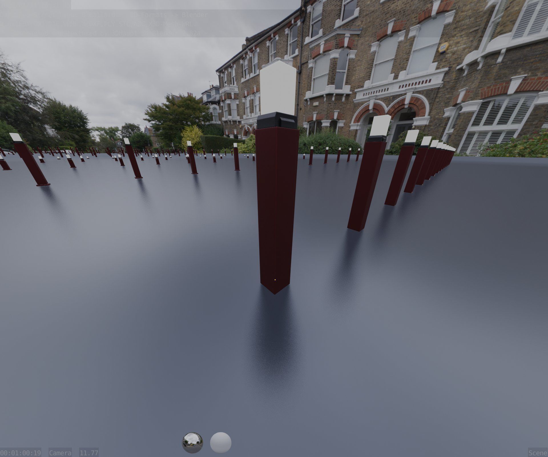 Street Light 8 Bollard 900mm Dark Red Version 6  Low-poly 3D model_58