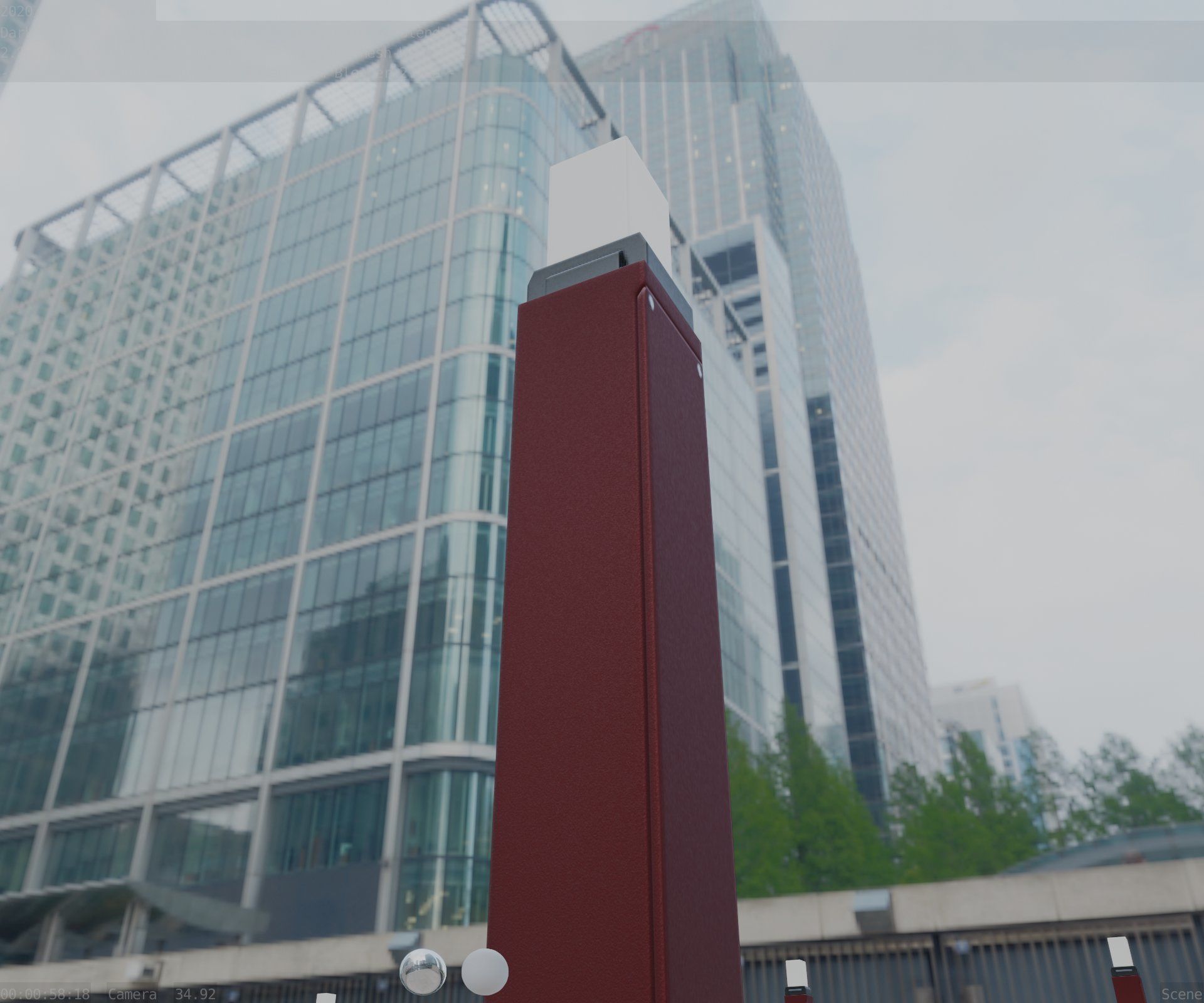 Street Light 8 Bollard 900mm Dark Red Version 6  Low-poly 3D model_22