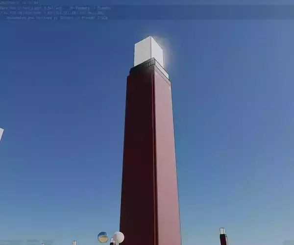 Street Light 8 Bollard 900mm Dark Red Version 6  Low-poly 3D model