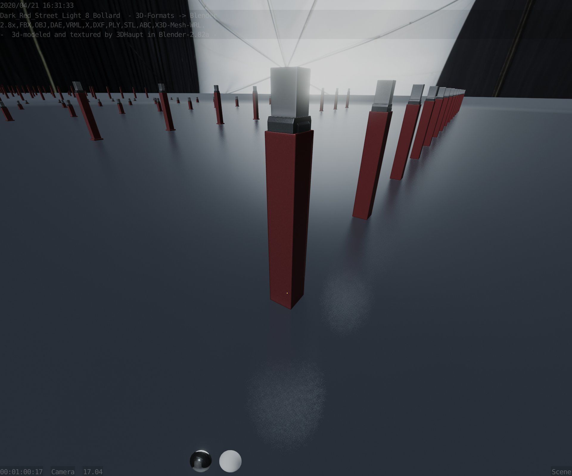 Street Light 8 Bollard 900mm Dark Red Version 6  Low-poly 3D model_56