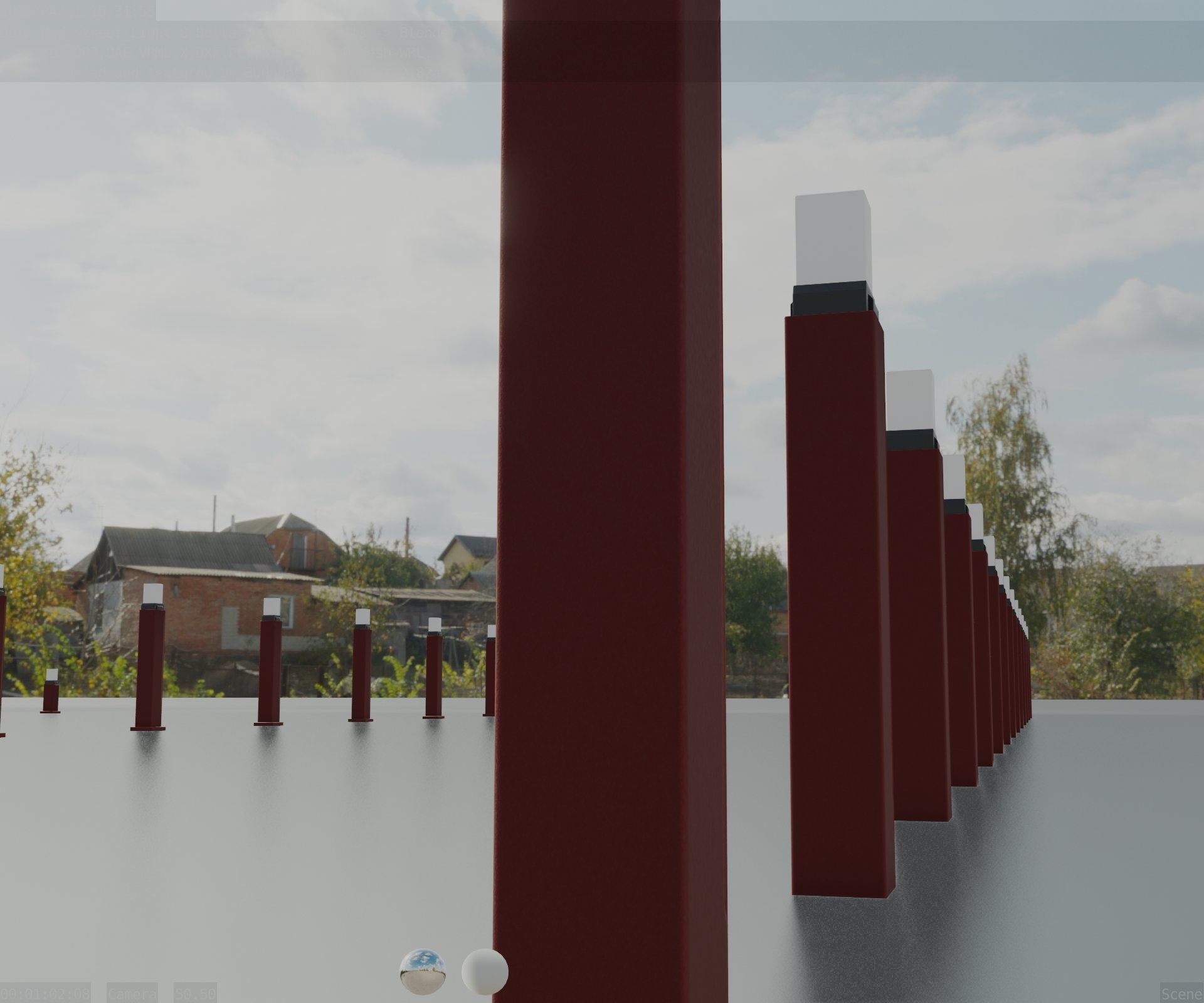 Street Light 8 Bollard 900mm Dark Red Version 6  Low-poly 3D model_94