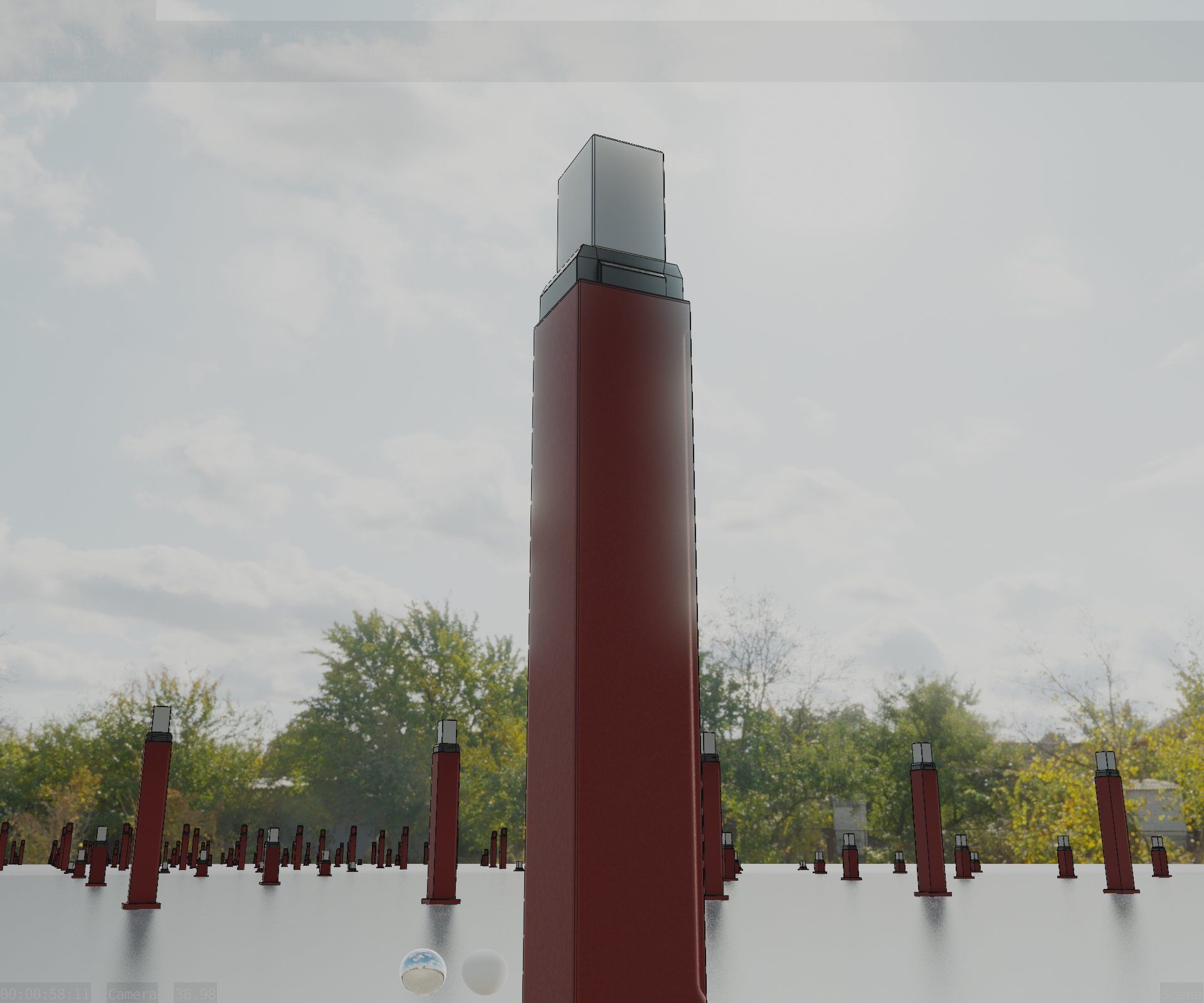 Street Light 8 Bollard 900mm Dark Red Version 6  Low-poly 3D model_15