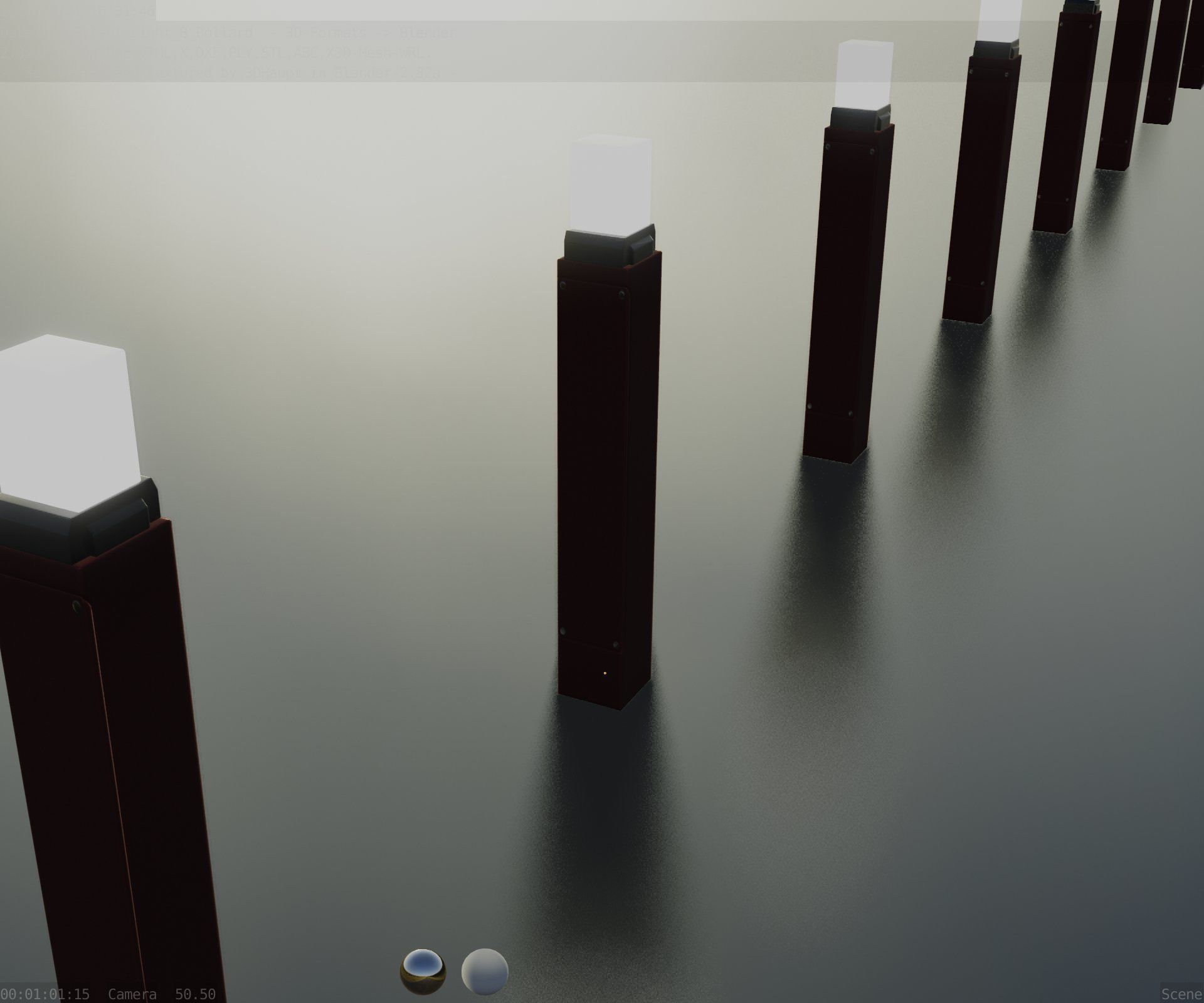 Street Light 8 Bollard 900mm Dark Red Version 6  Low-poly 3D model_78
