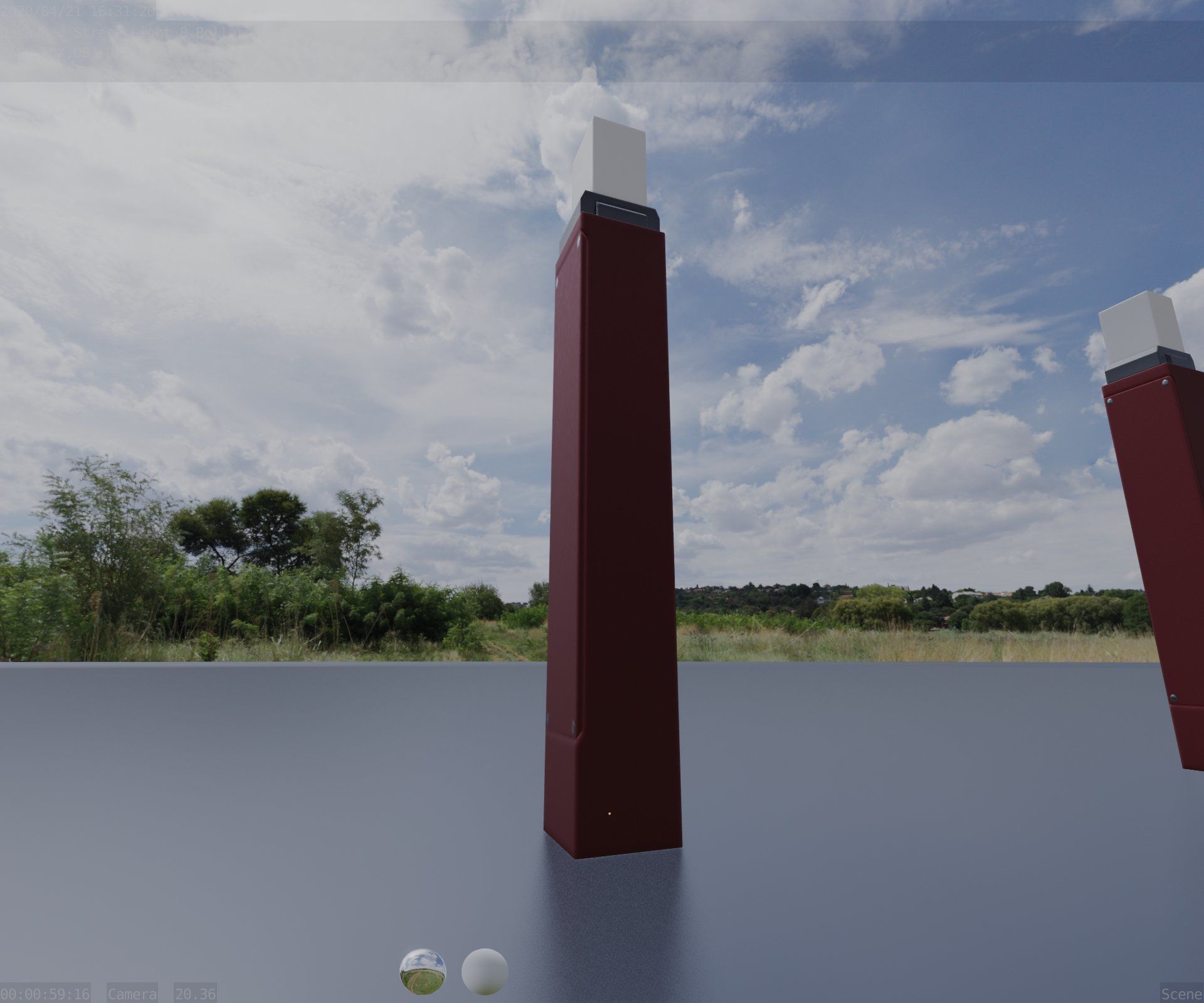 Street Light 8 Bollard 900mm Dark Red Version 6  Low-poly 3D model_31