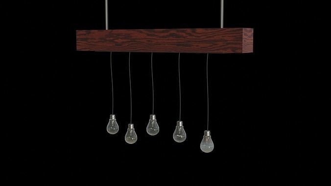 Ceilinglamp light fixture with five glass balls hanging from it Free 3D model