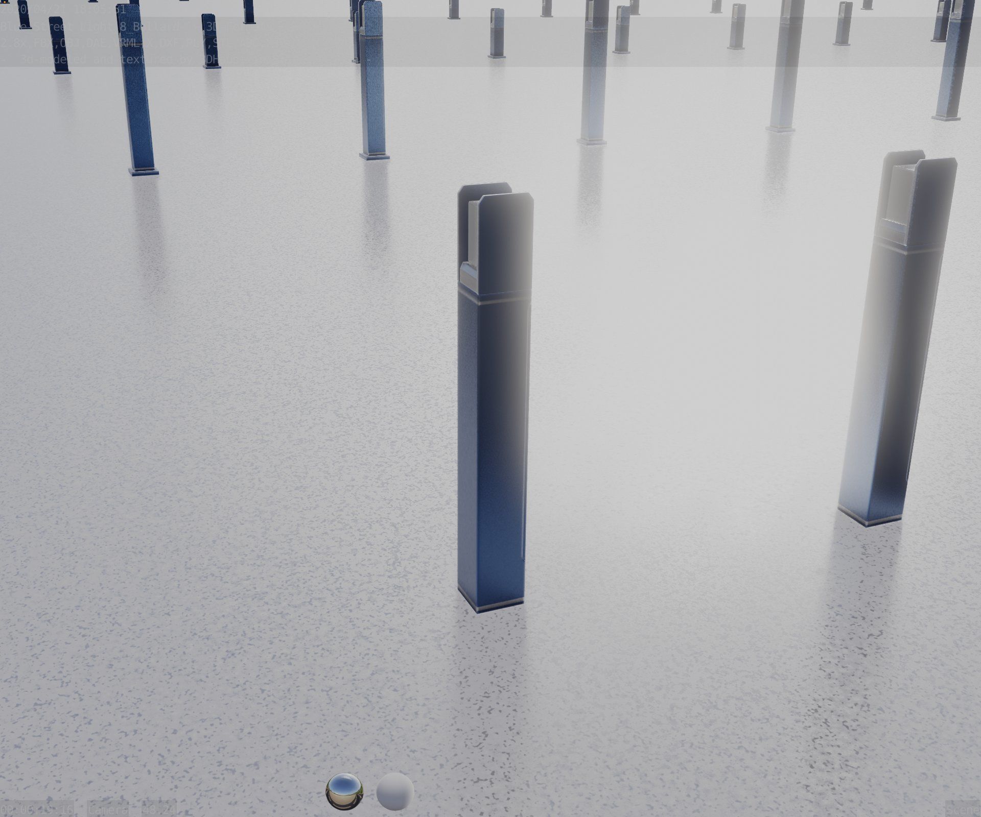 Street Light 8 Bollard 900mm Futuristic Blue Version 4 Low-poly 3D model_83