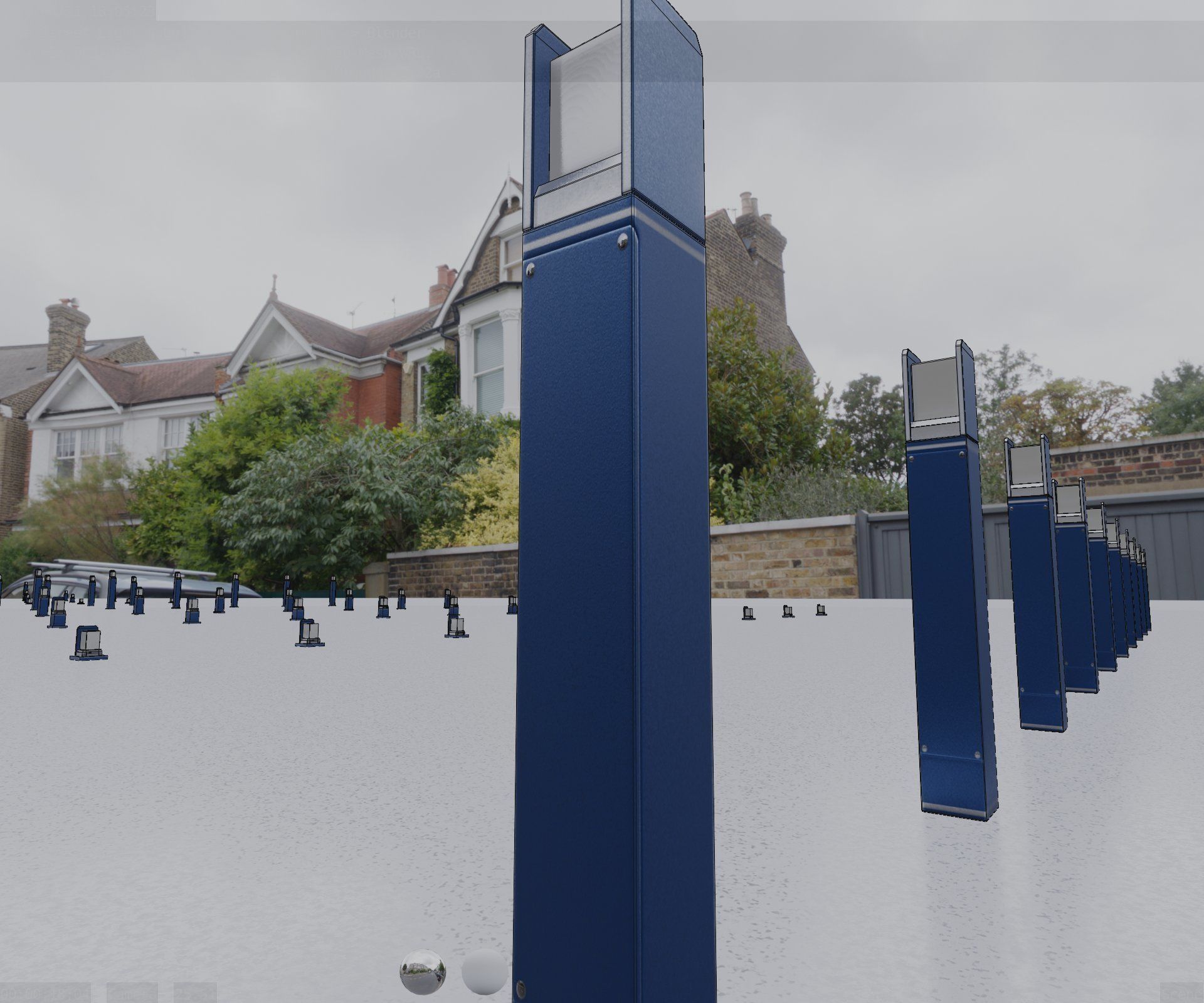 Street Light 8 Bollard 900mm Futuristic Blue Version 4 Low-poly 3D model_47
