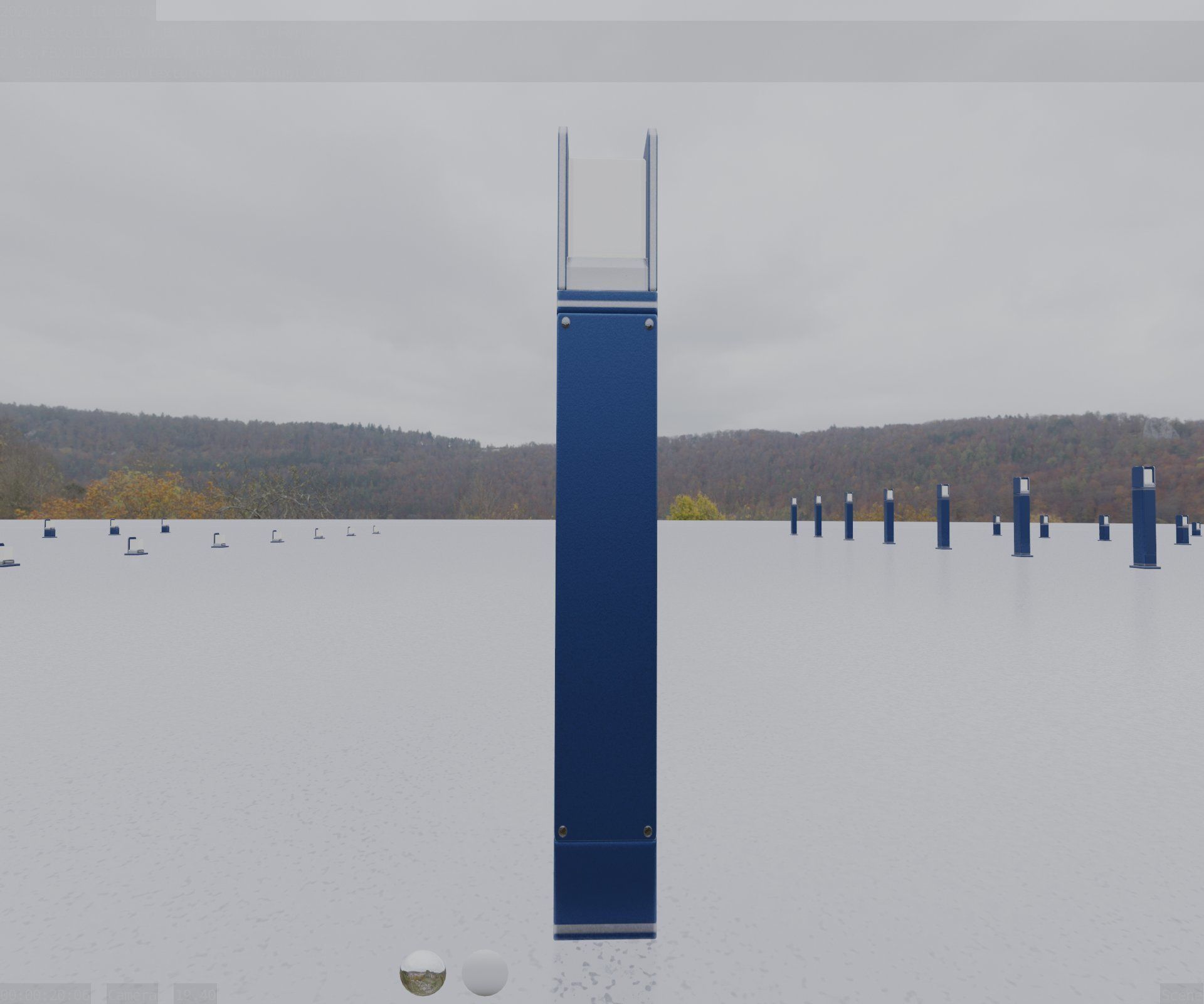 Street Light 8 Bollard 900mm Futuristic Blue Version 4 Low-poly 3D model_97