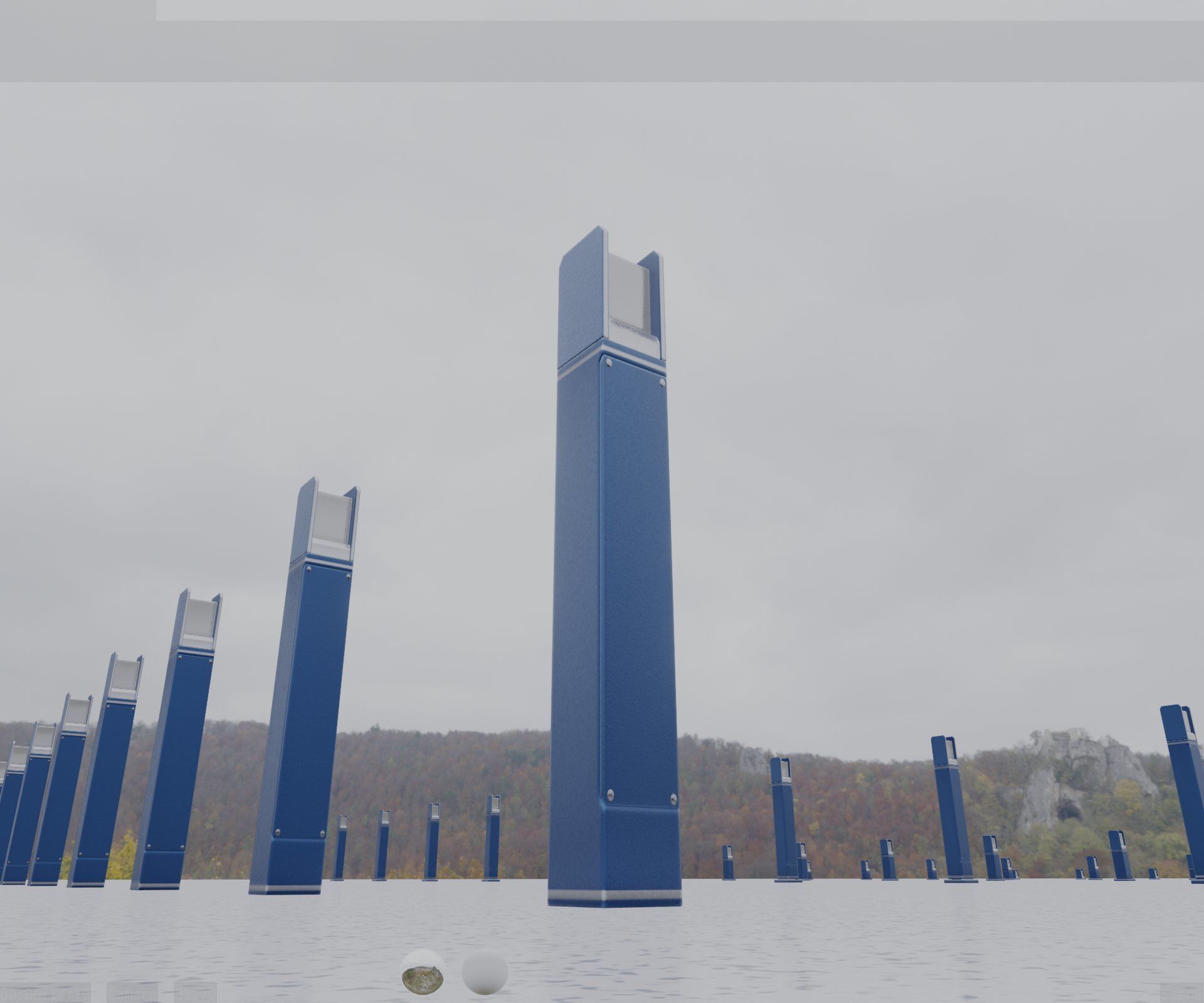 Street Light 8 Bollard 900mm Futuristic Blue Version 4 Low-poly 3D model_35