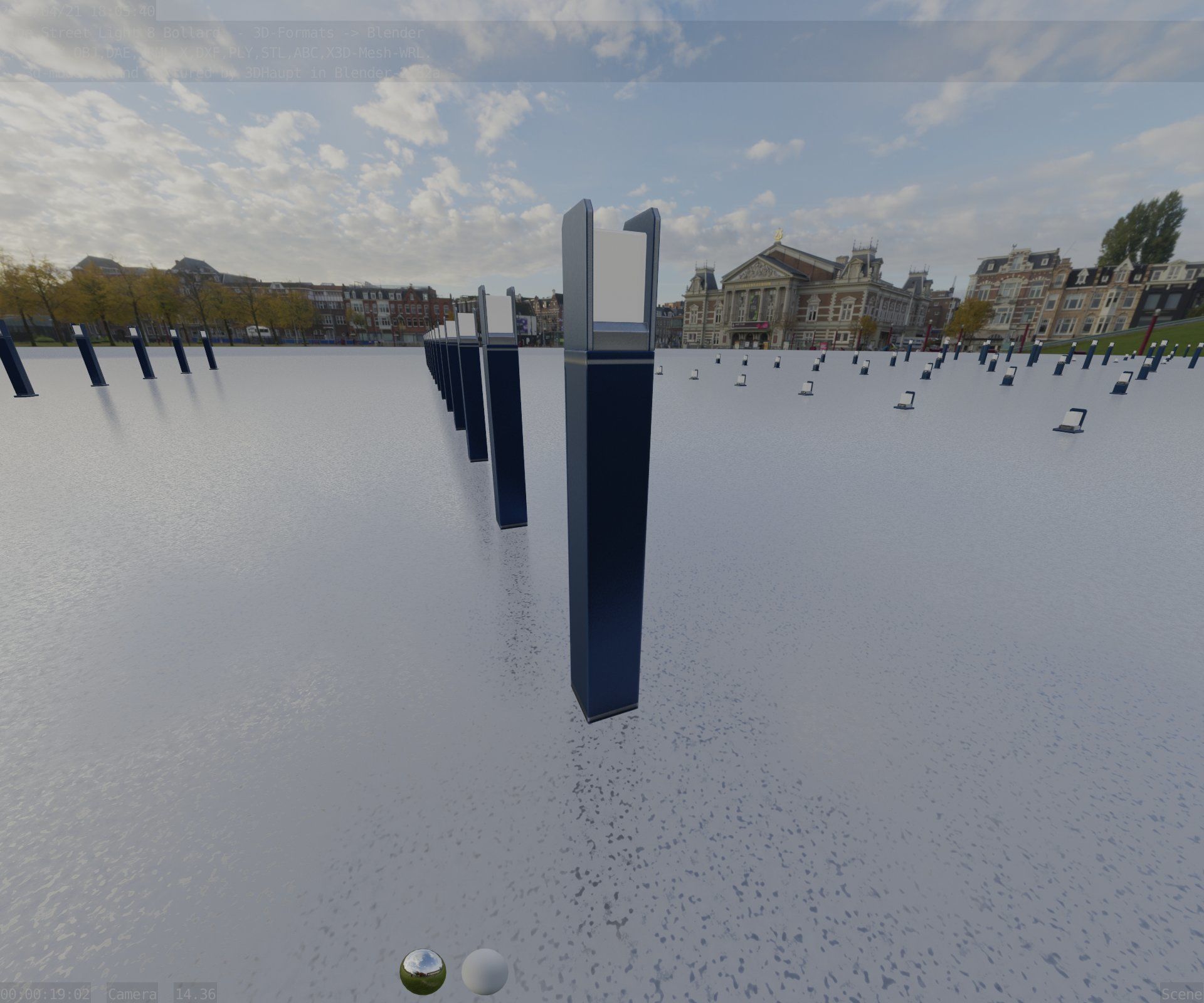 Street Light 8 Bollard 900mm Futuristic Blue Version 4 Low-poly 3D model_69