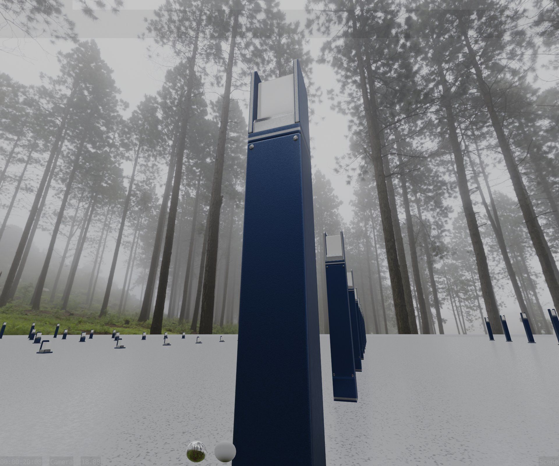 Street Light 8 Bollard 900mm Futuristic Blue Version 4 Low-poly 3D model_99