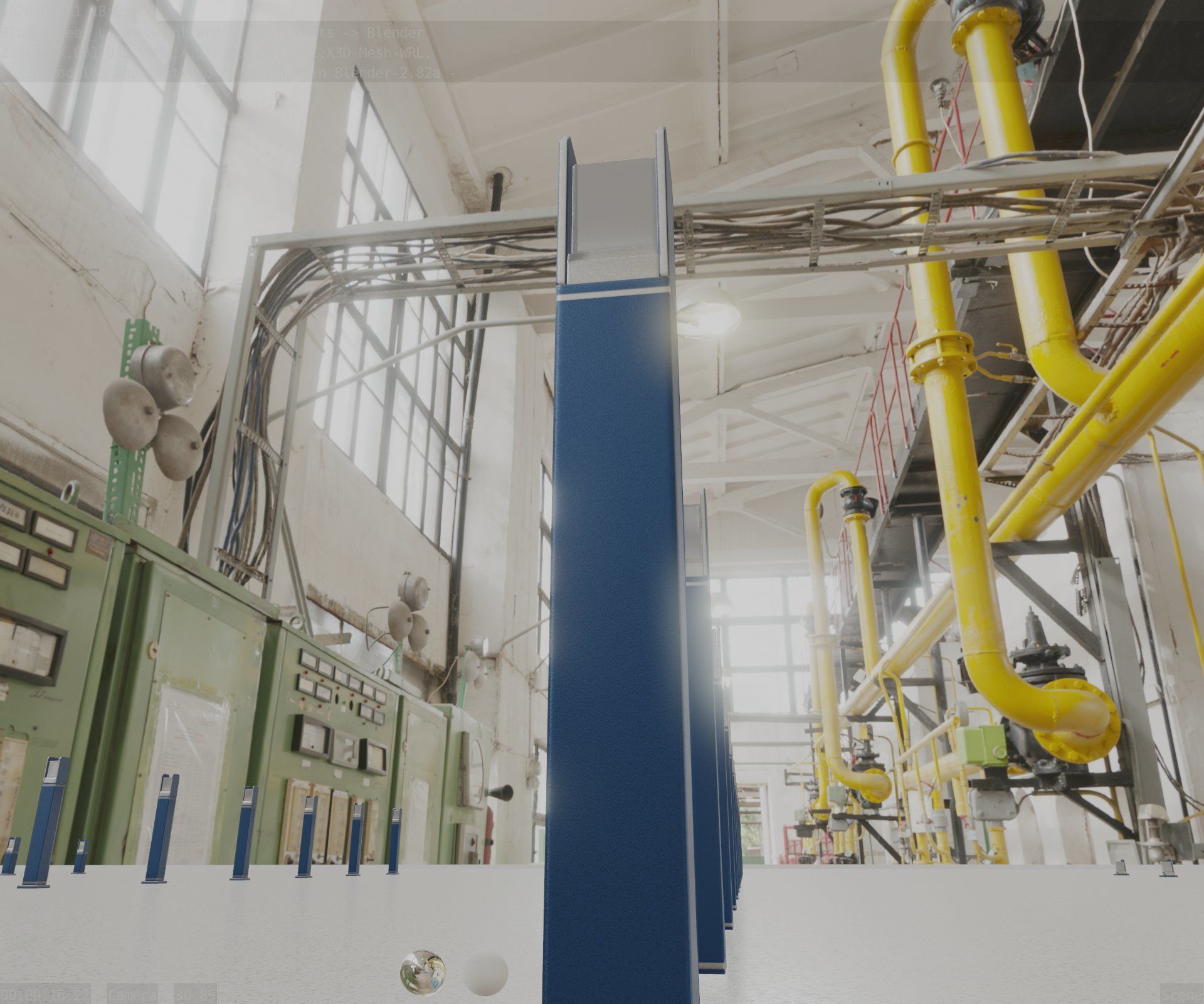 Street Light 8 Bollard 900mm Futuristic Blue Version 4 Low-poly 3D model_17