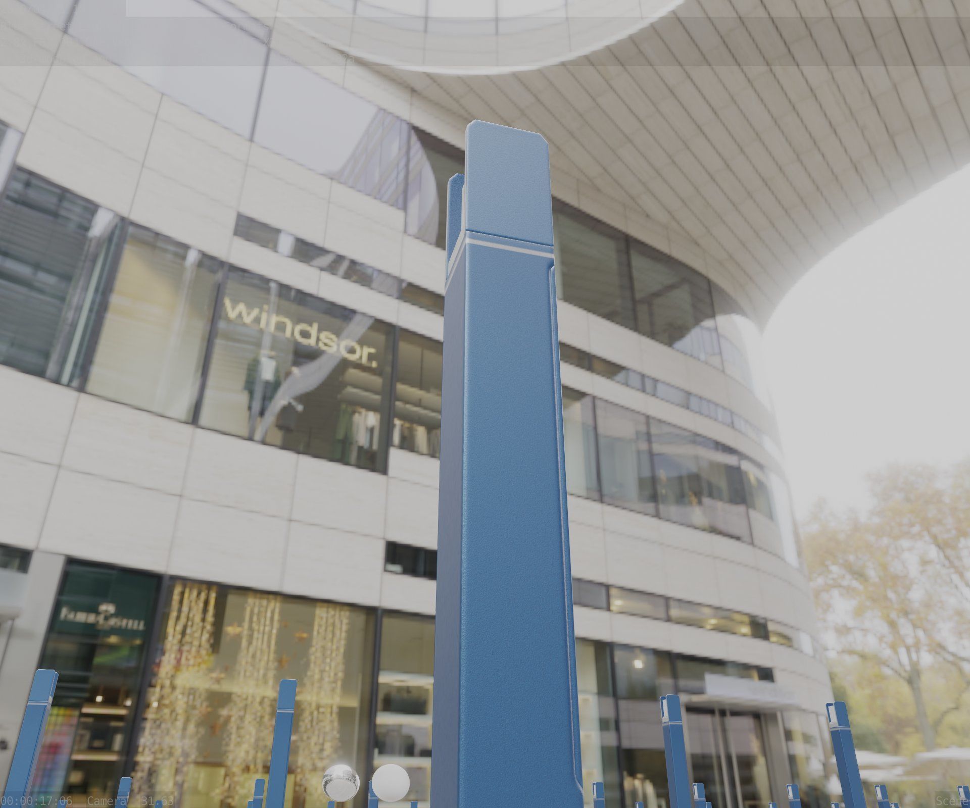 Street Light 8 Bollard 900mm Futuristic Blue Version 4 Low-poly 3D model_25