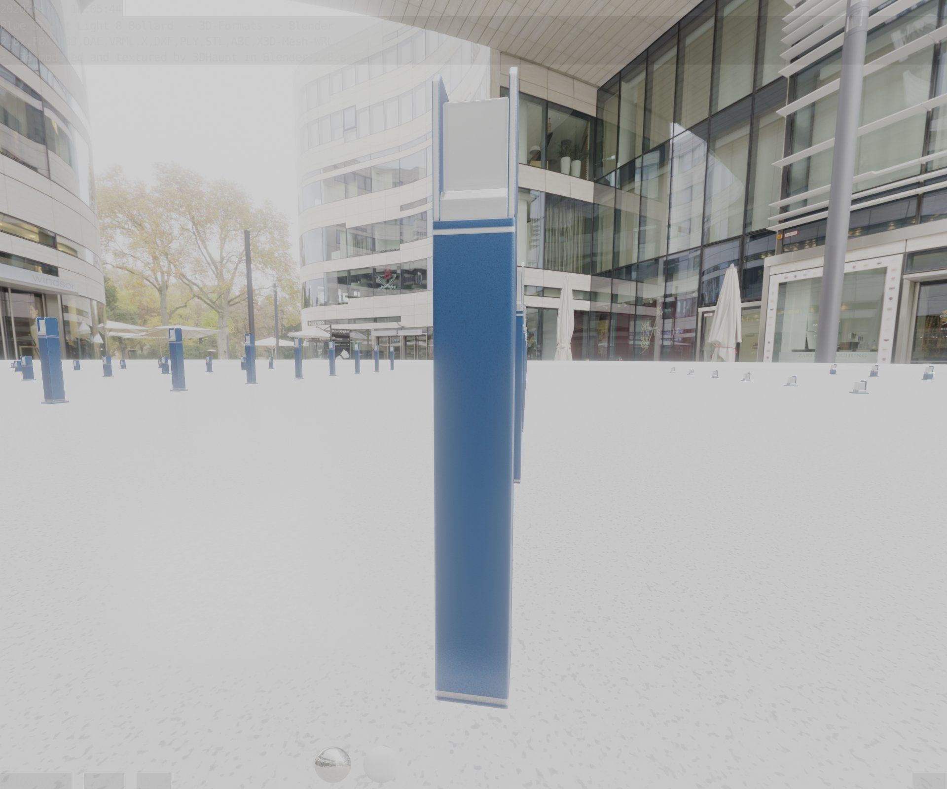 Street Light 8 Bollard 900mm Futuristic Blue Version 4 Low-poly 3D model_74