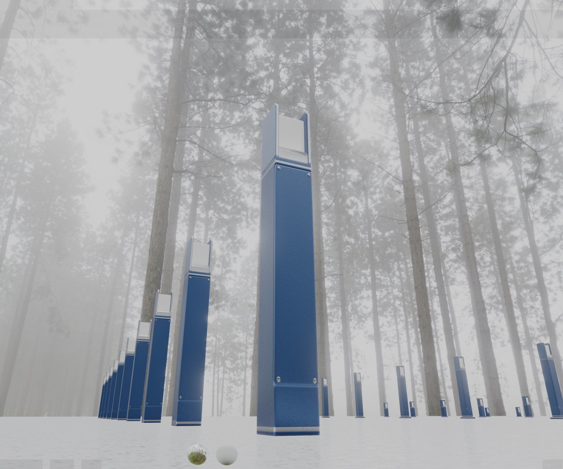 Street Light 8 Bollard 900mm Futuristic Blue Version 4 Low-poly 3D model_37