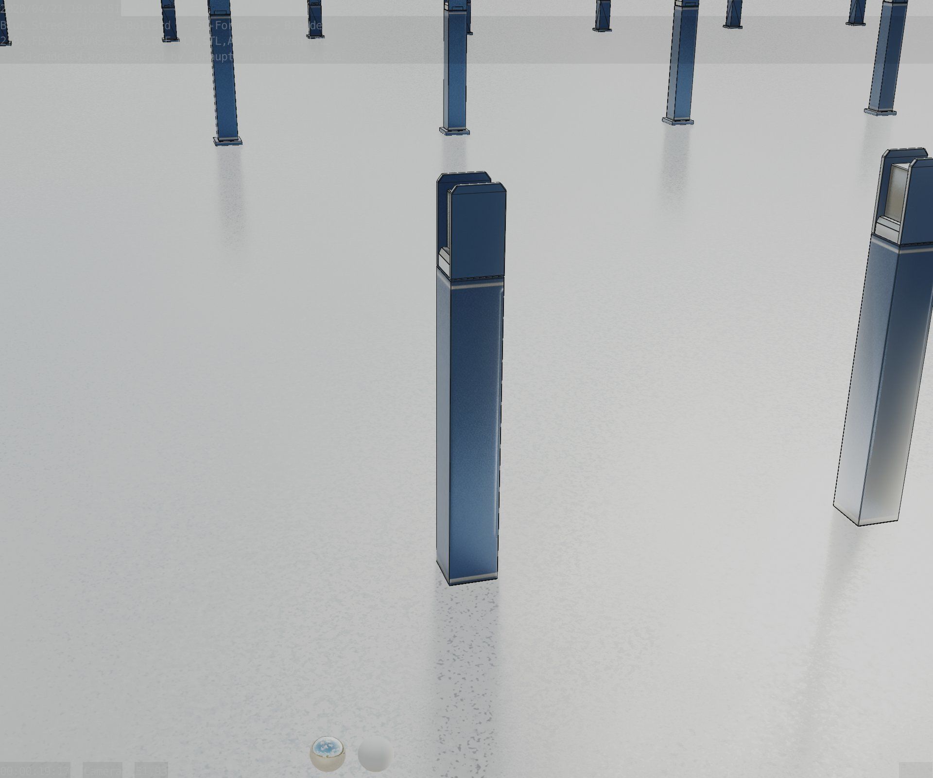 Street Light 8 Bollard 900mm Futuristic Blue Version 4 Low-poly 3D model_84