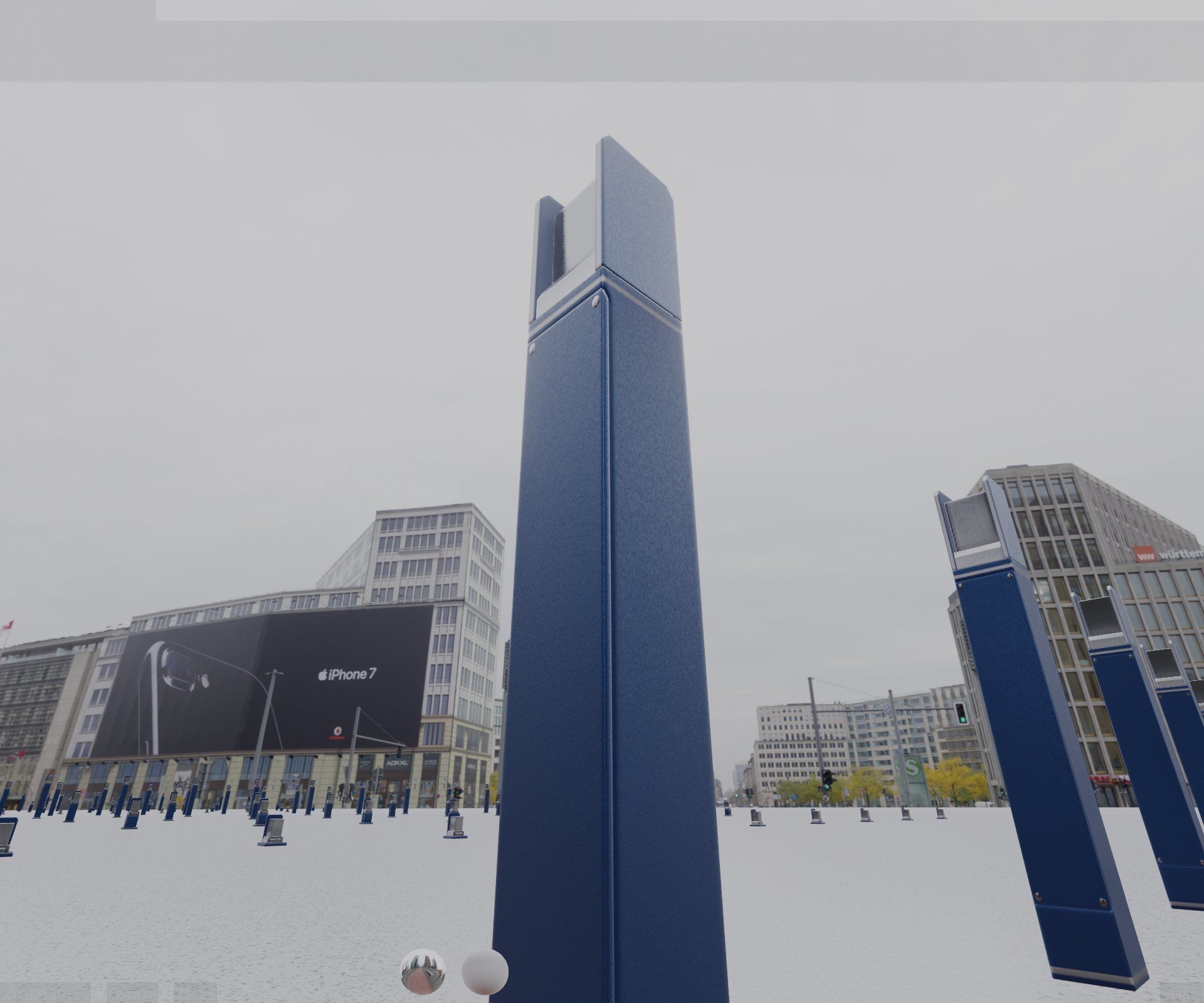 Street Light 8 Bollard 900mm Futuristic Blue Version 4 Low-poly 3D model_1