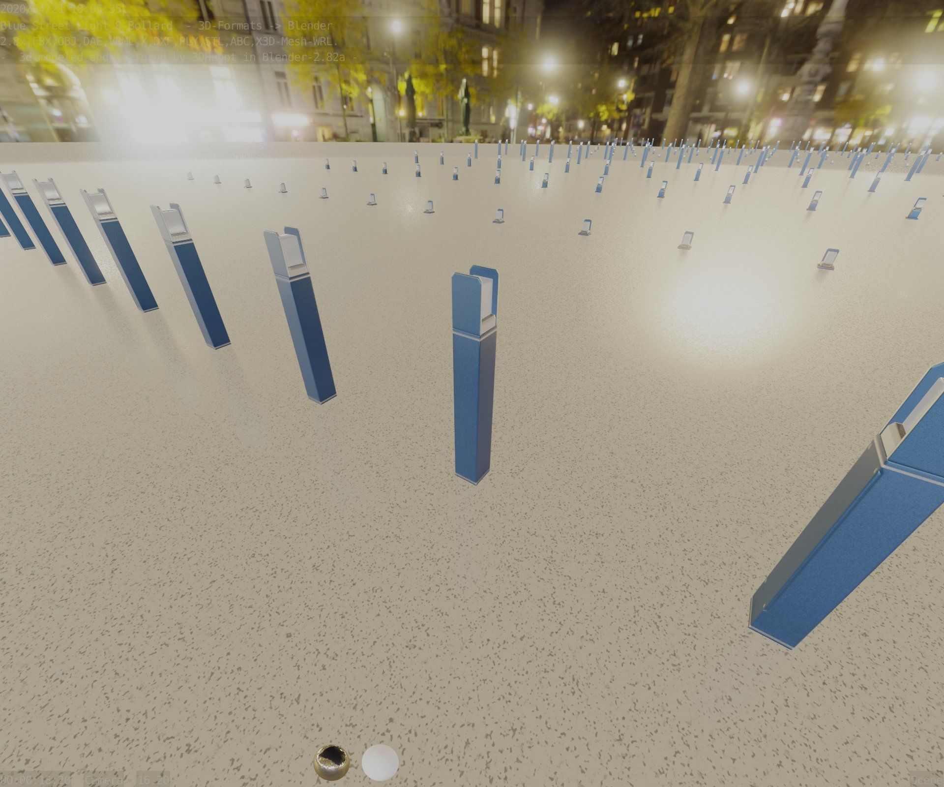 Street Light 8 Bollard 900mm Futuristic Blue Version 4 Low-poly 3D model_63