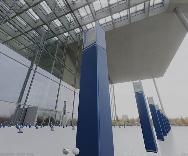 Street Light 8 Bollard 900mm Futuristic Blue Version 4 Low-poly 3D model