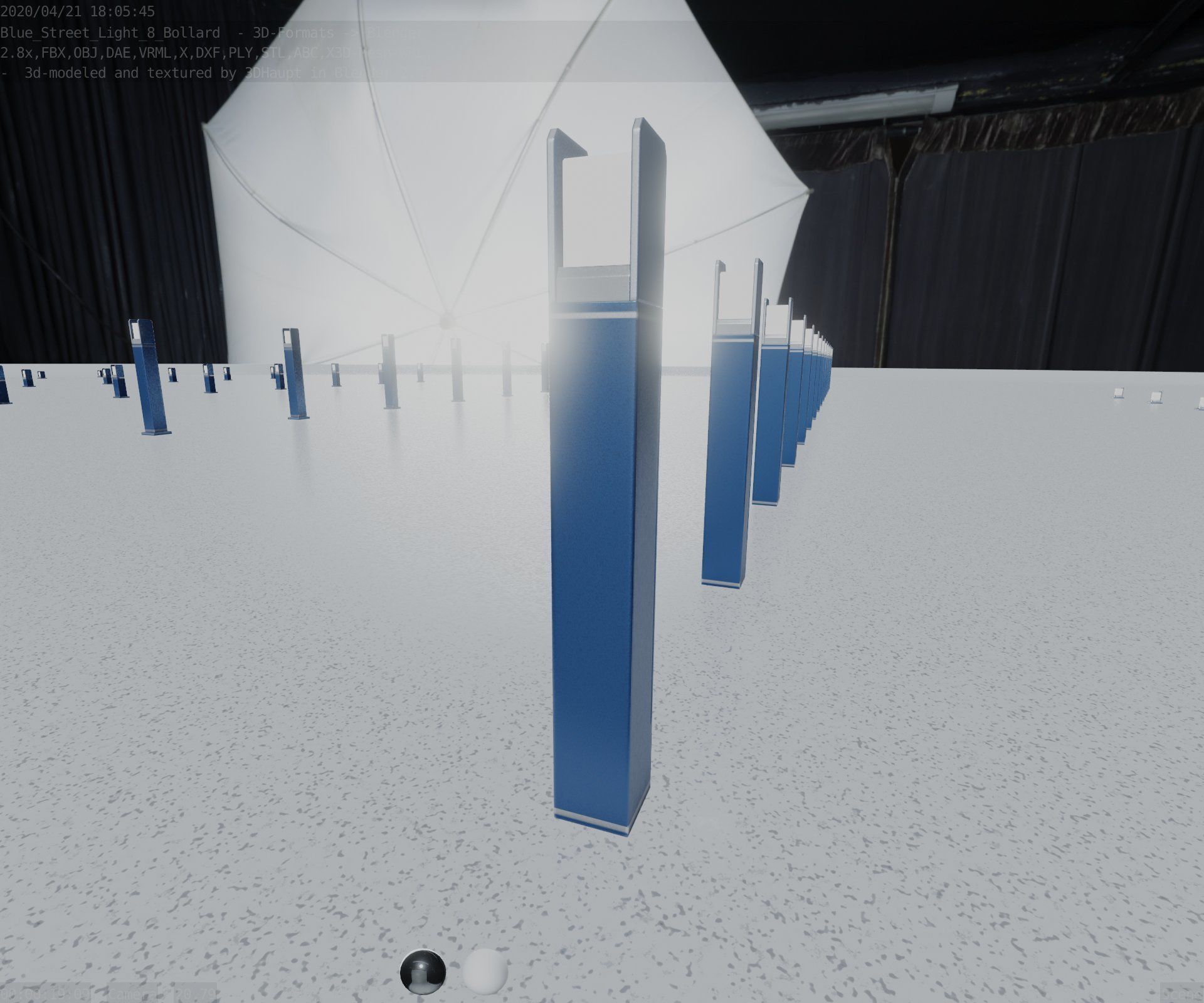Street Light 8 Bollard 900mm Futuristic Blue Version 4 Low-poly 3D model_76