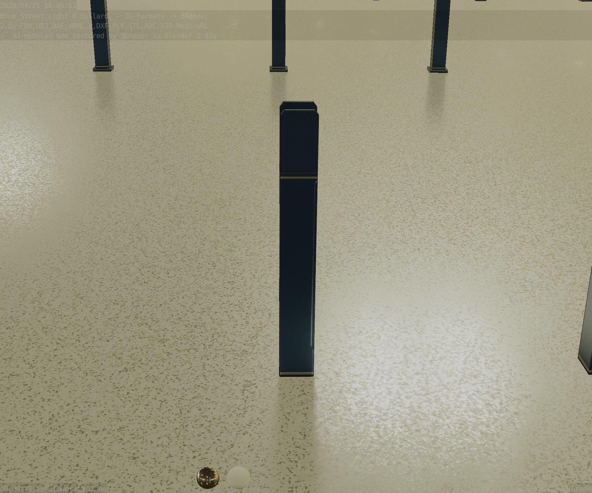 Street Light 8 Bollard 900mm Futuristic Blue Version 4 Low-poly 3D model_86