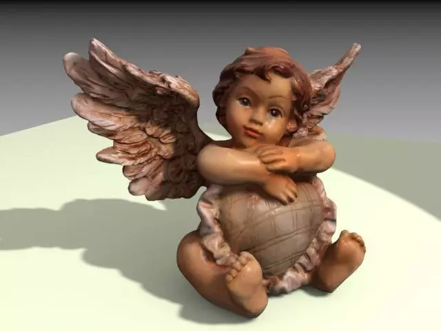 Angel figurine with heart shaped pillow 3D print model