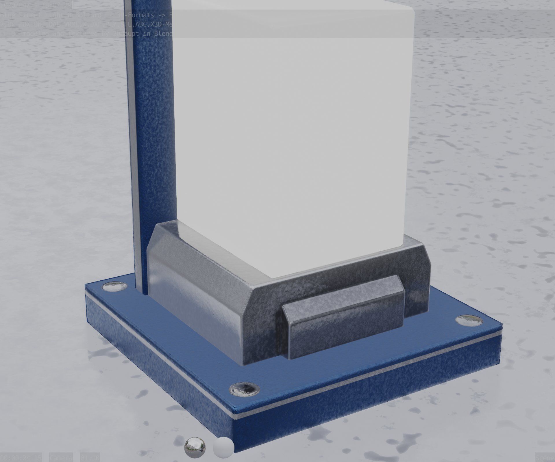 Street Light 8 Bollard 200mm Futuristic Blue Version 2 Low-poly 3D model_4