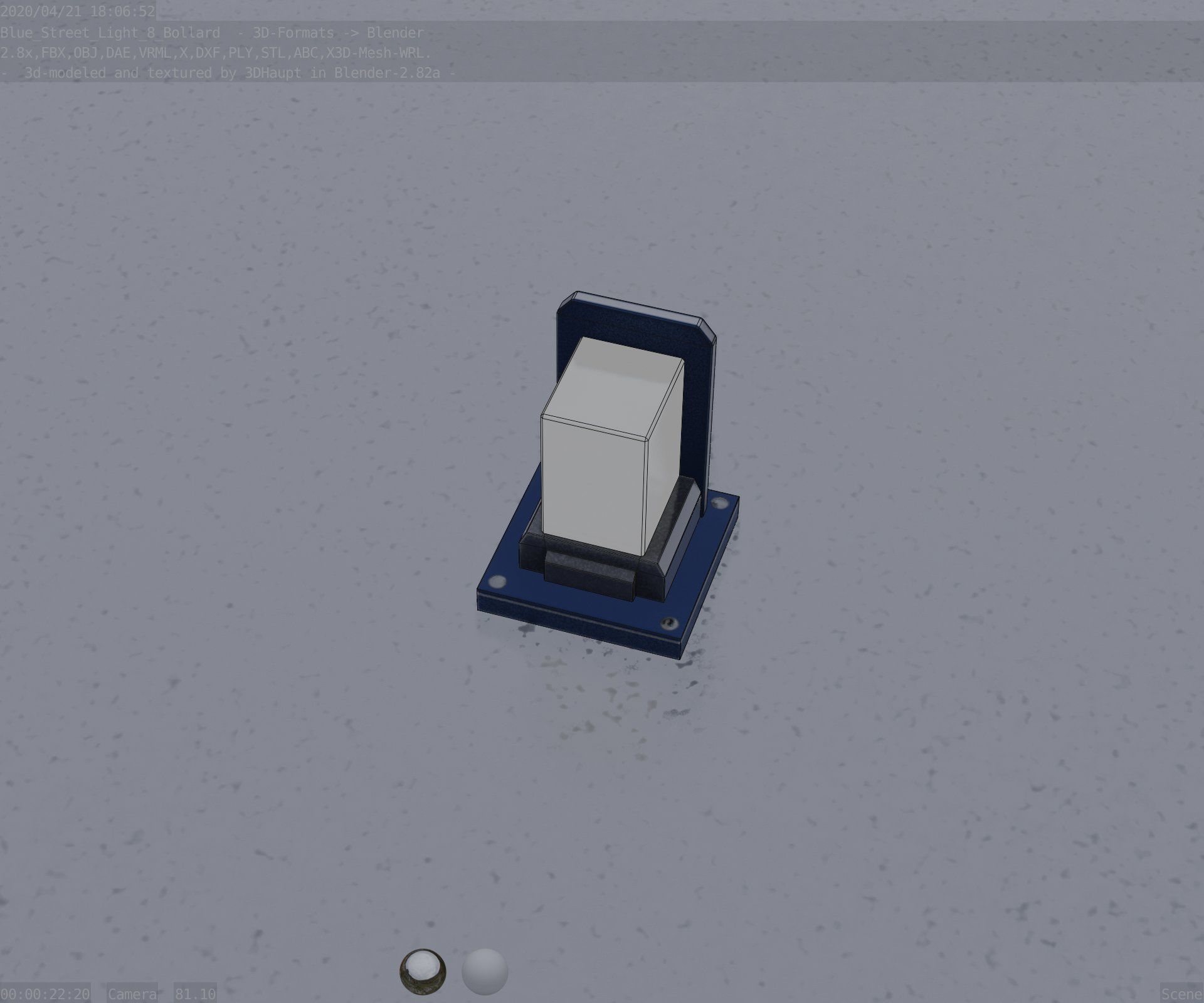 Street Light 8 Bollard 200mm Futuristic Blue Version 2 Low-poly 3D model_53