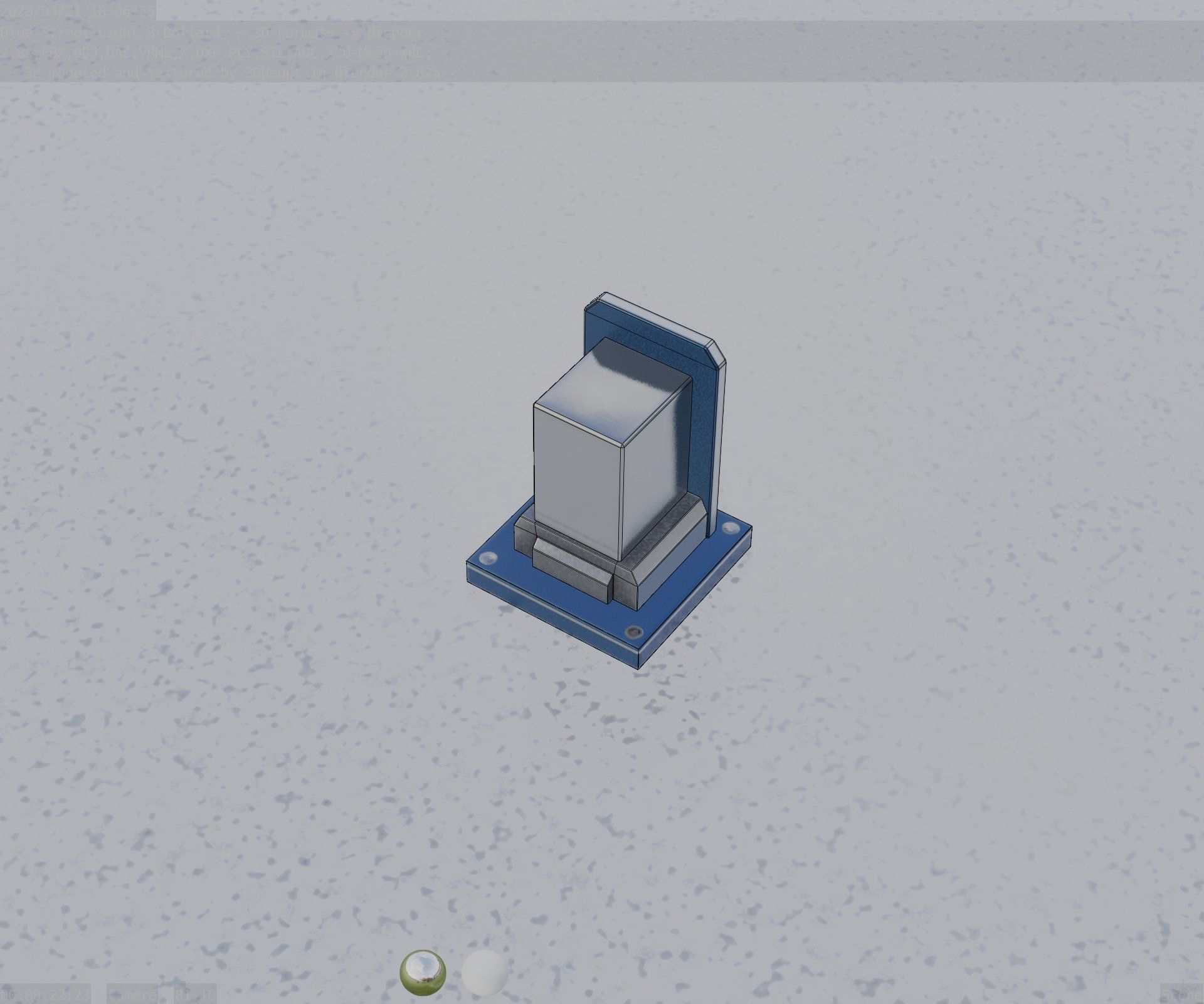 Street Light 8 Bollard 200mm Futuristic Blue Version 2 Low-poly 3D model_56