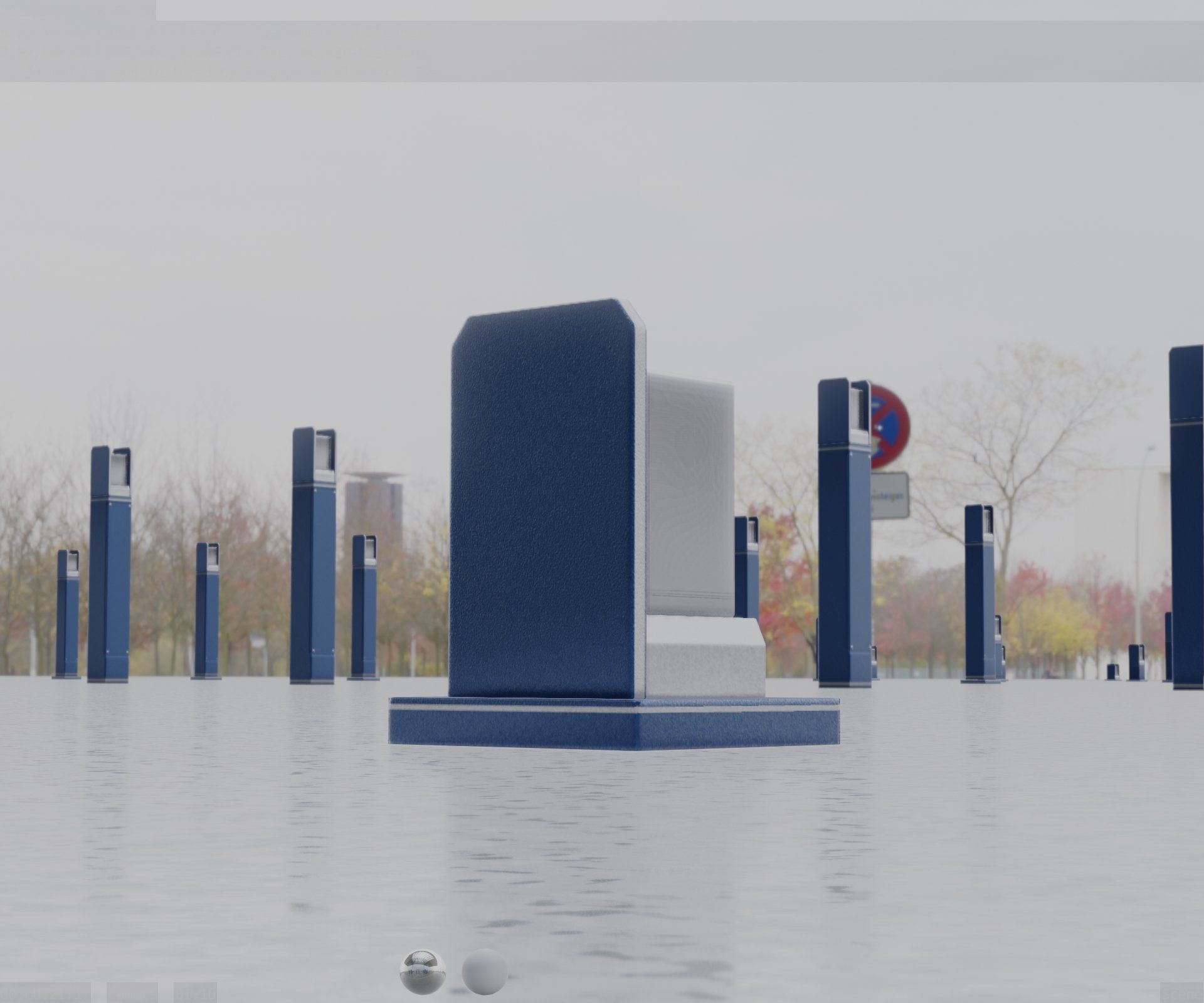 Street Light 8 Bollard 200mm Futuristic Blue Version 2 Low-poly 3D model_27