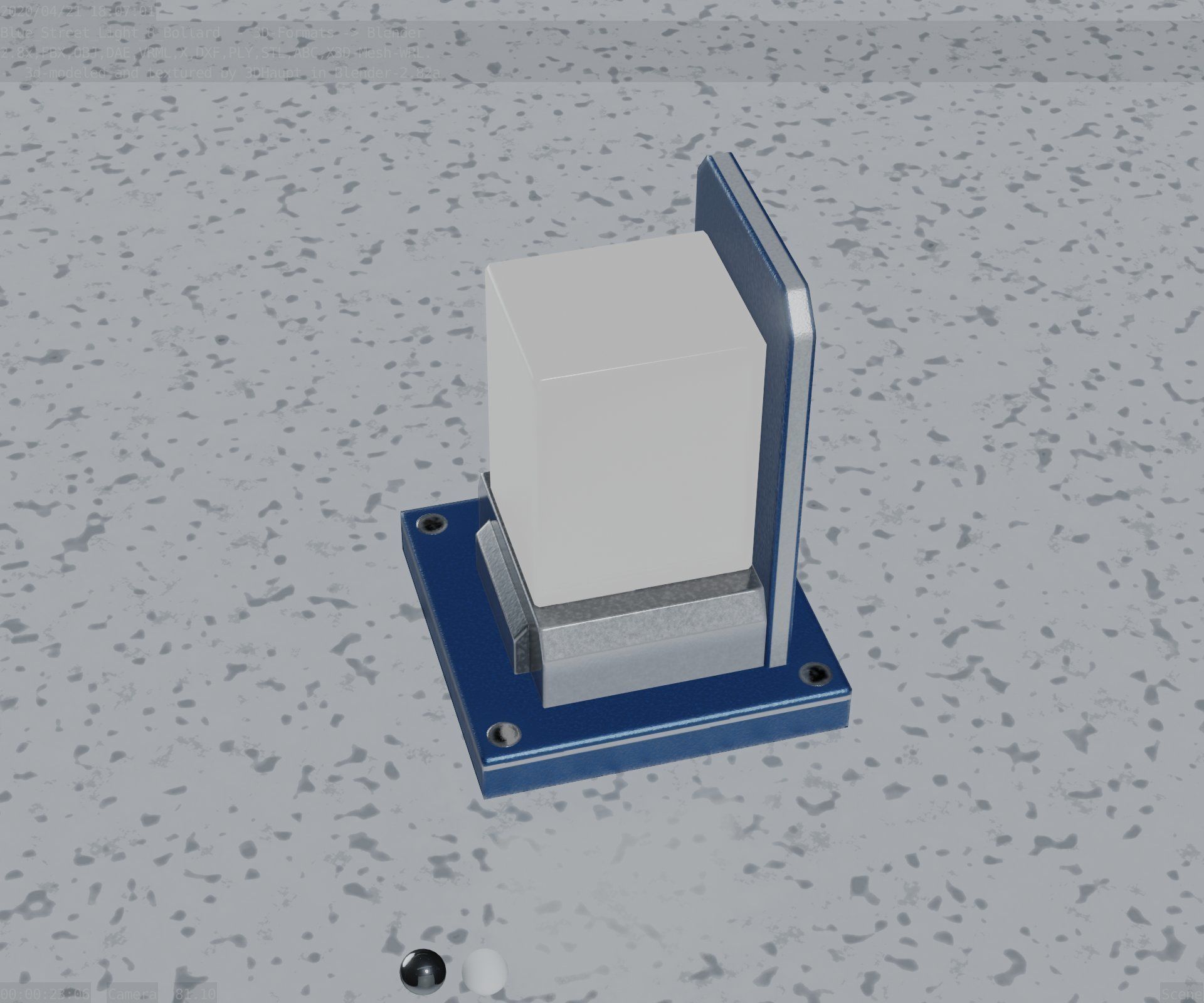 Street Light 8 Bollard 200mm Futuristic Blue Version 2 Low-poly 3D model_63