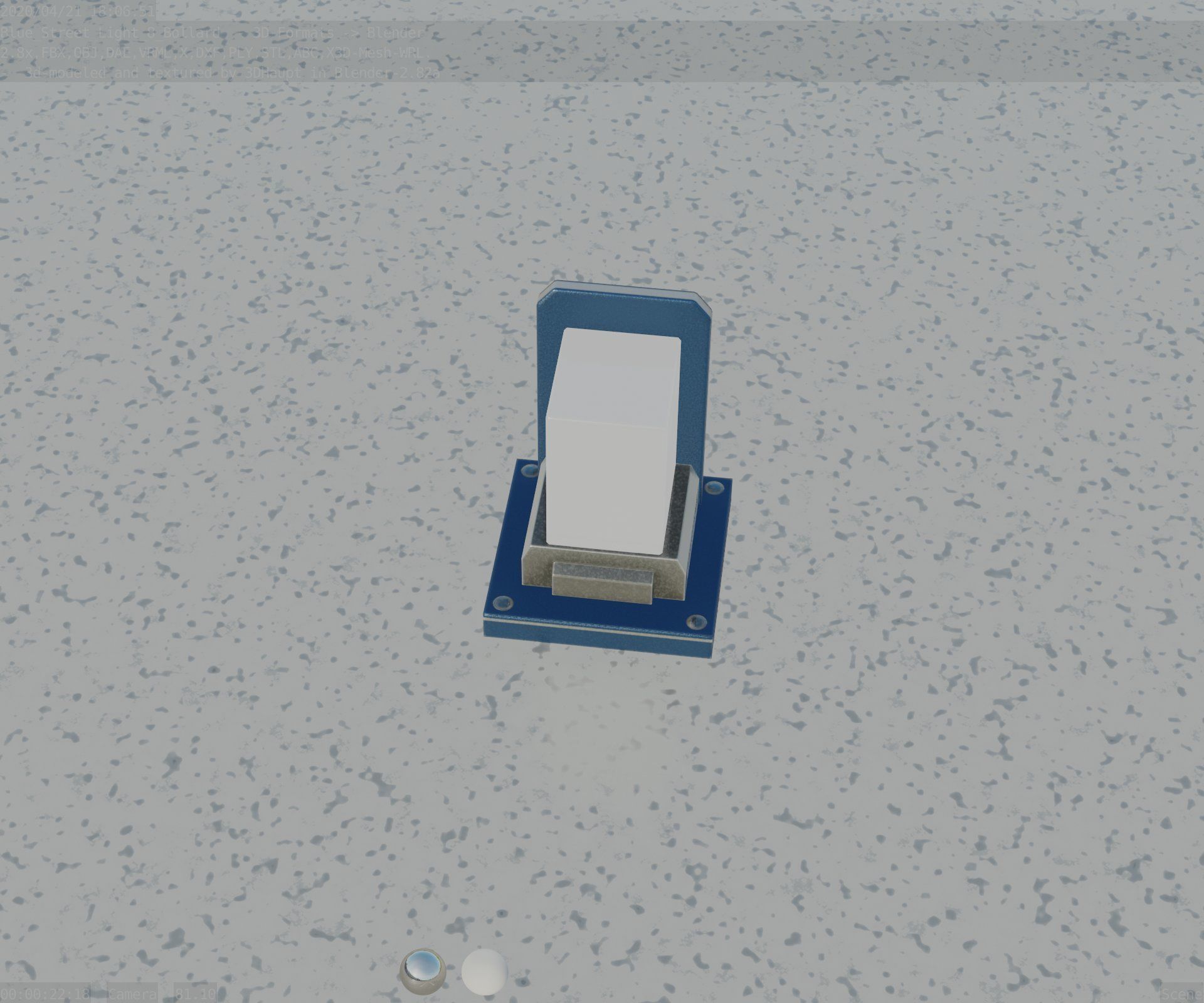 Street Light 8 Bollard 200mm Futuristic Blue Version 2 Low-poly 3D model_51