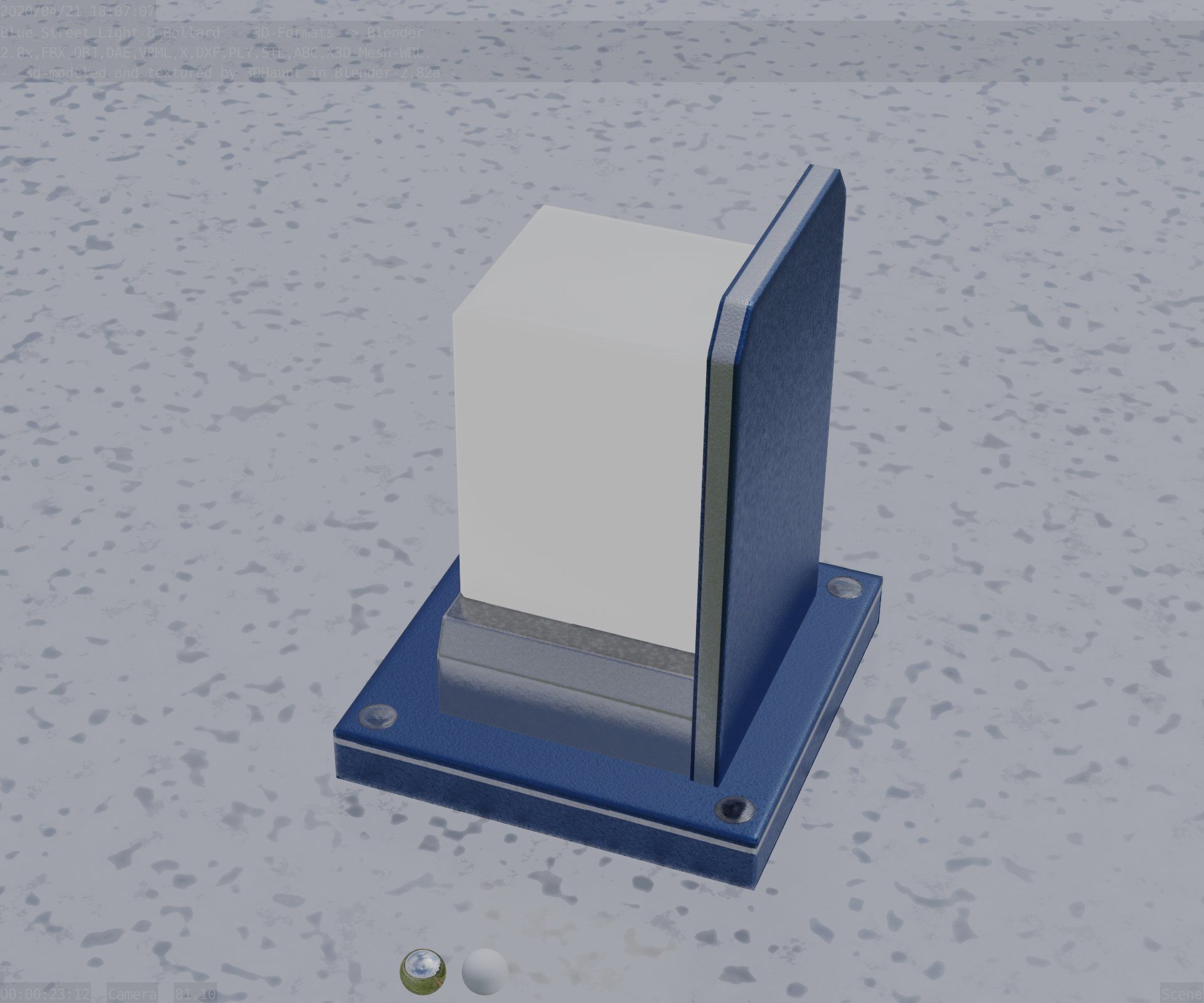 Street Light 8 Bollard 200mm Futuristic Blue Version 2 Low-poly 3D model_69