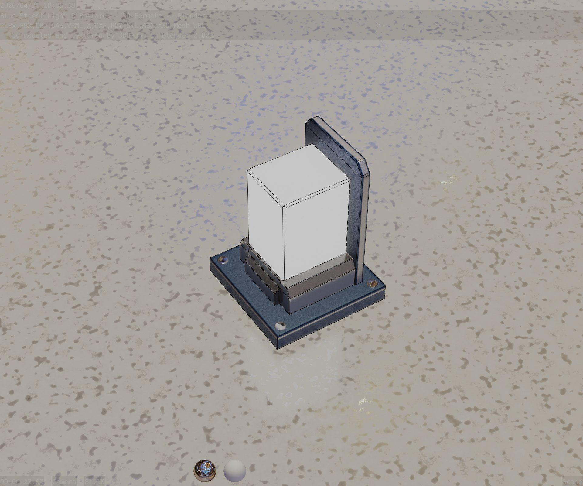 Street Light 8 Bollard 200mm Futuristic Blue Version 2 Low-poly 3D model_60